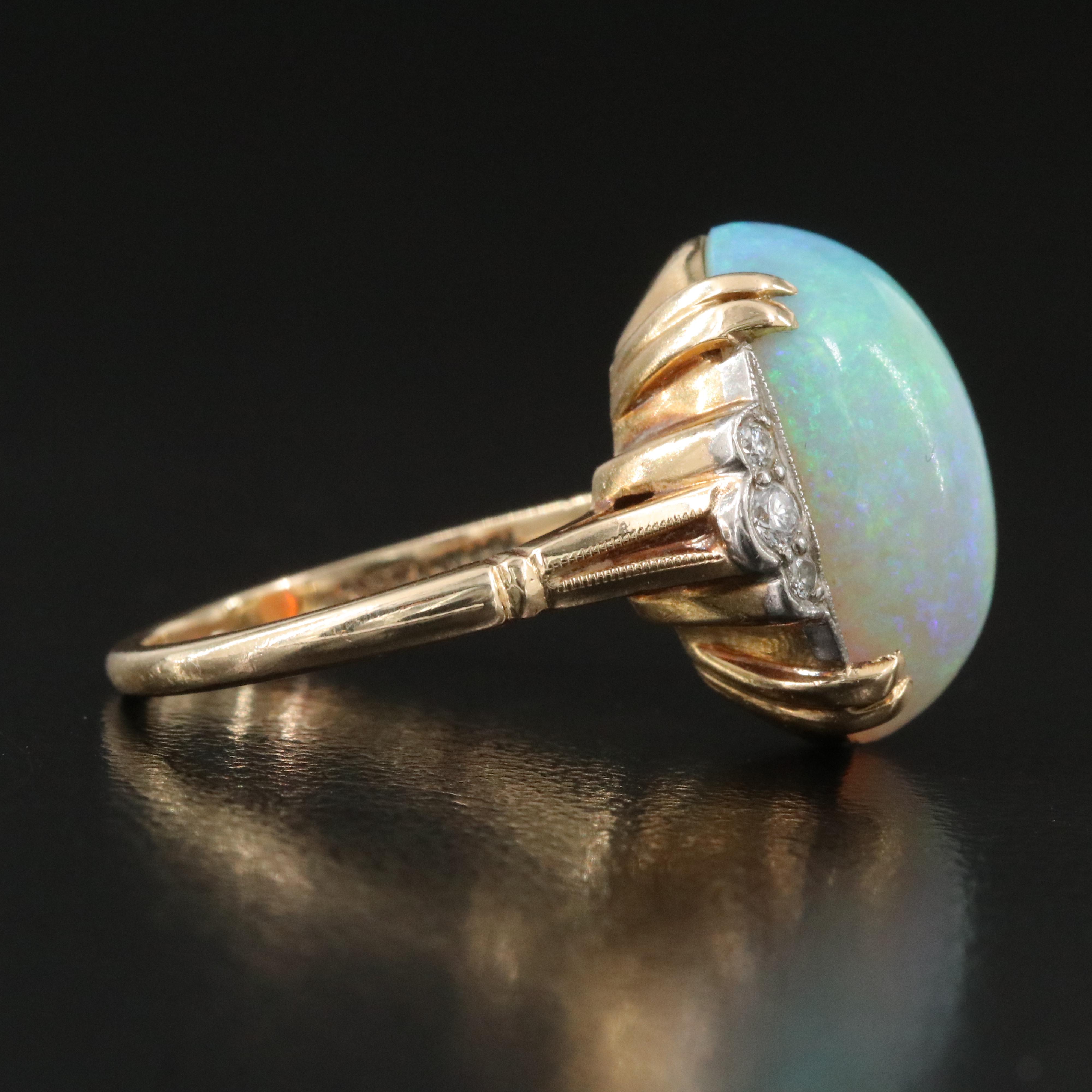 Vintage Tiffany & Co. 14K 6.90 CT Opal and Diamond Ring
