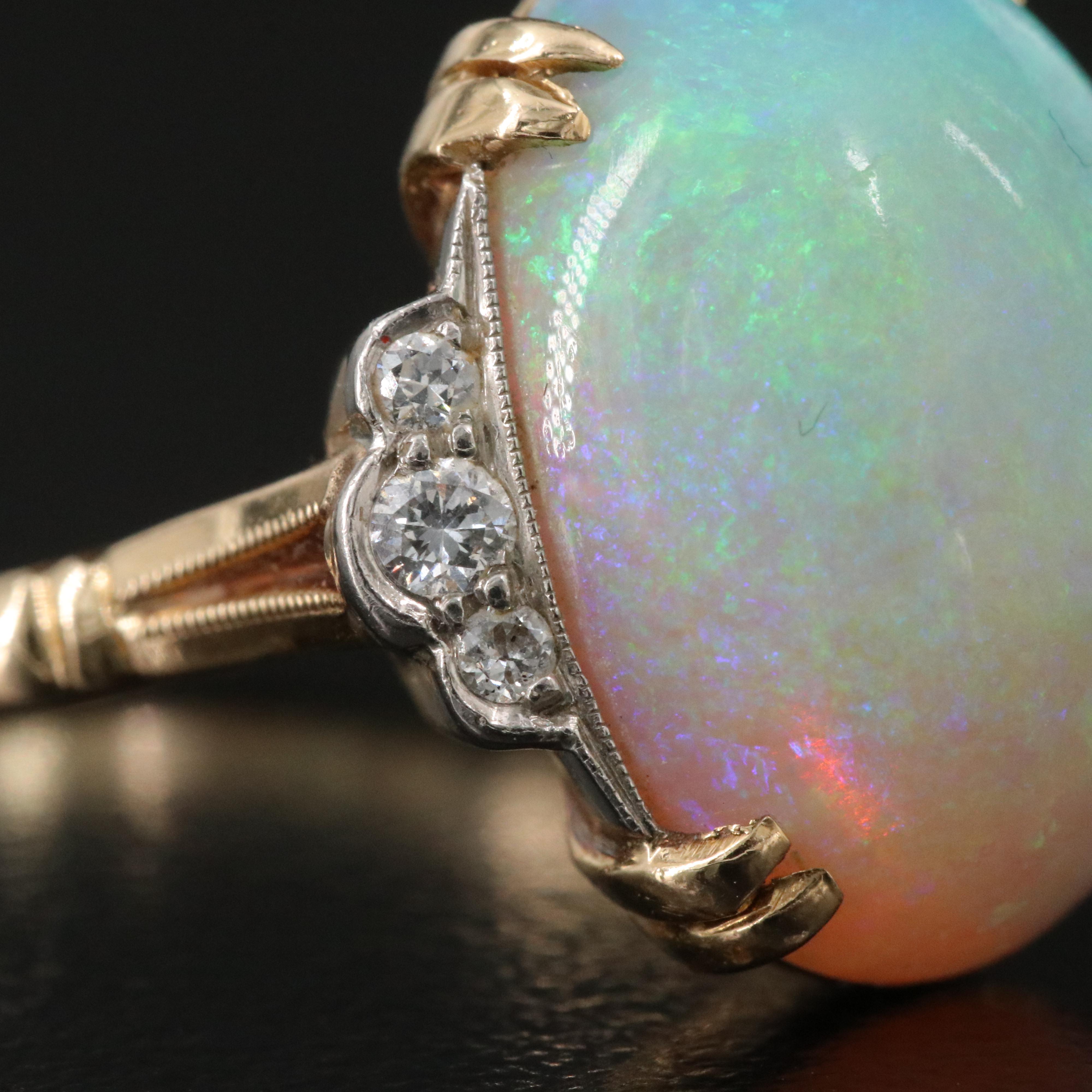 Vintage Tiffany & Co. 14K 6.90 CT Opal and Diamond Ring