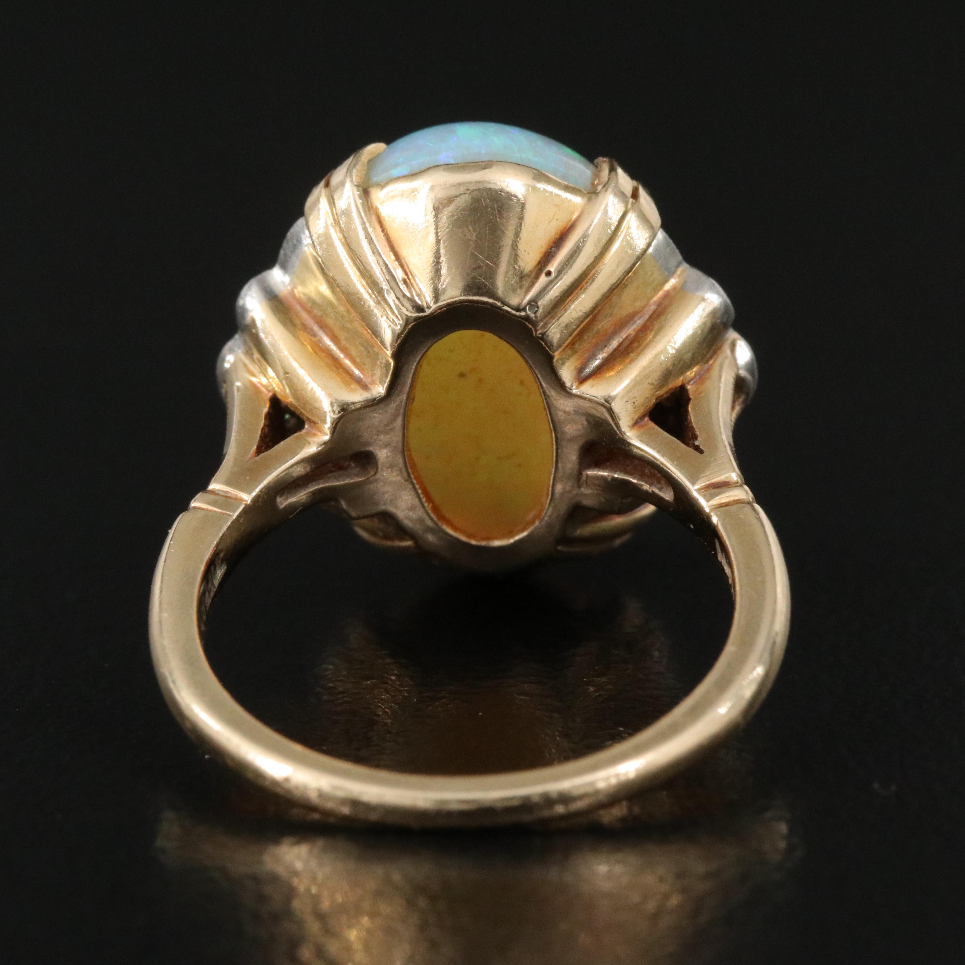 Vintage Tiffany & Co. 14K 6.90 CT Opal and Diamond Ring