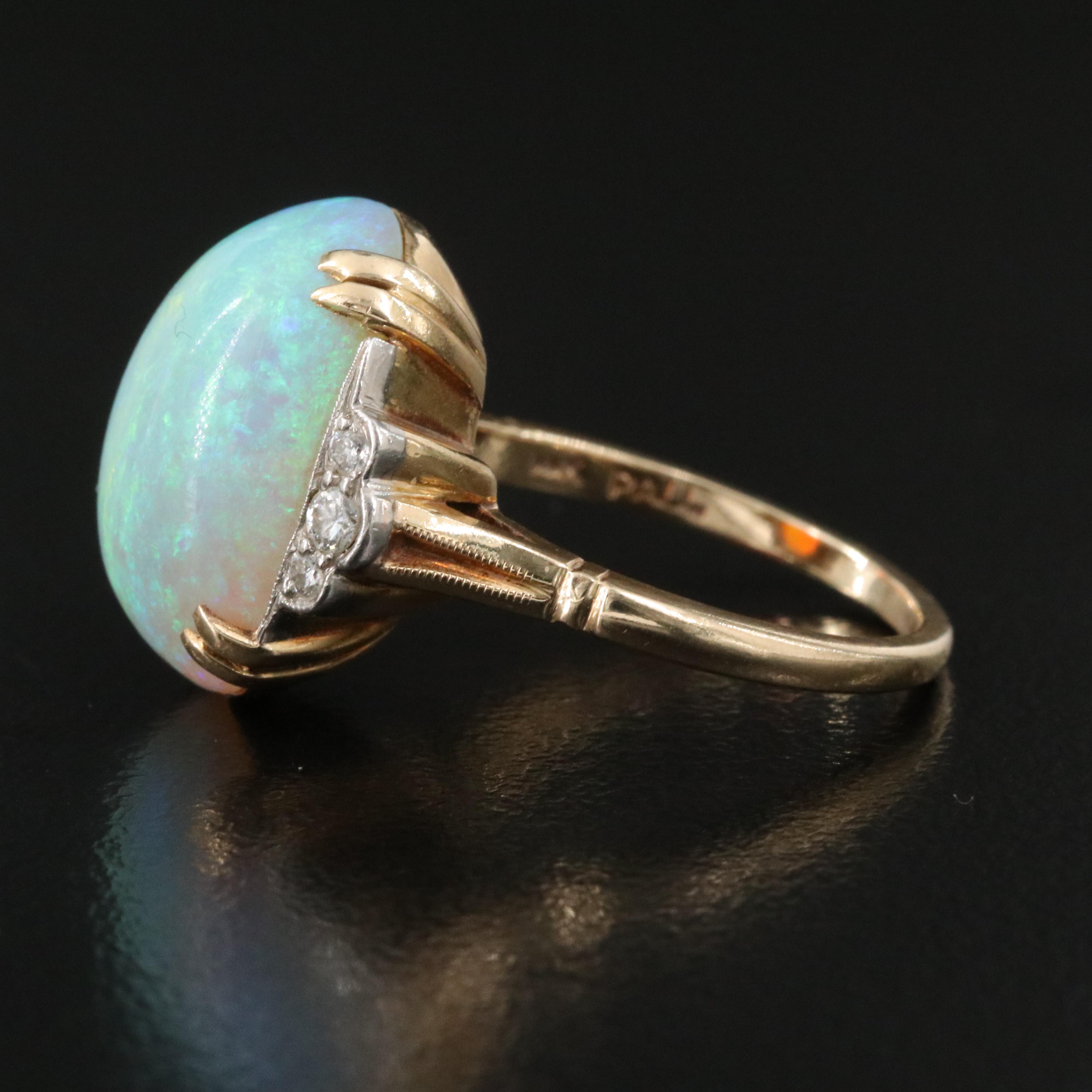 Vintage Tiffany & Co. 14K 6.90 CT Opal and Diamond Ring