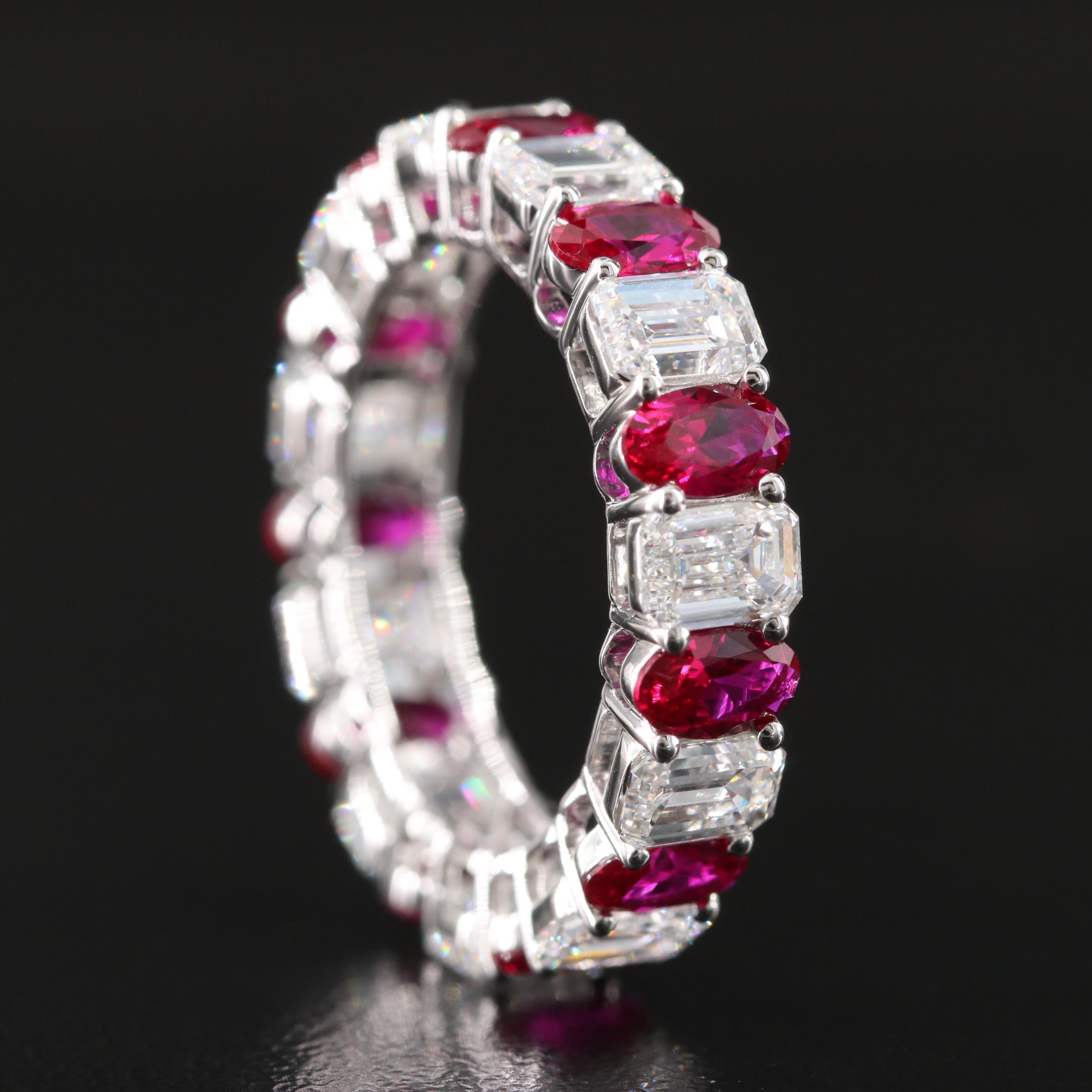 14K 2.48 CT Ruby and 3.54 CTW Lab Grown Diamond Eternity Band