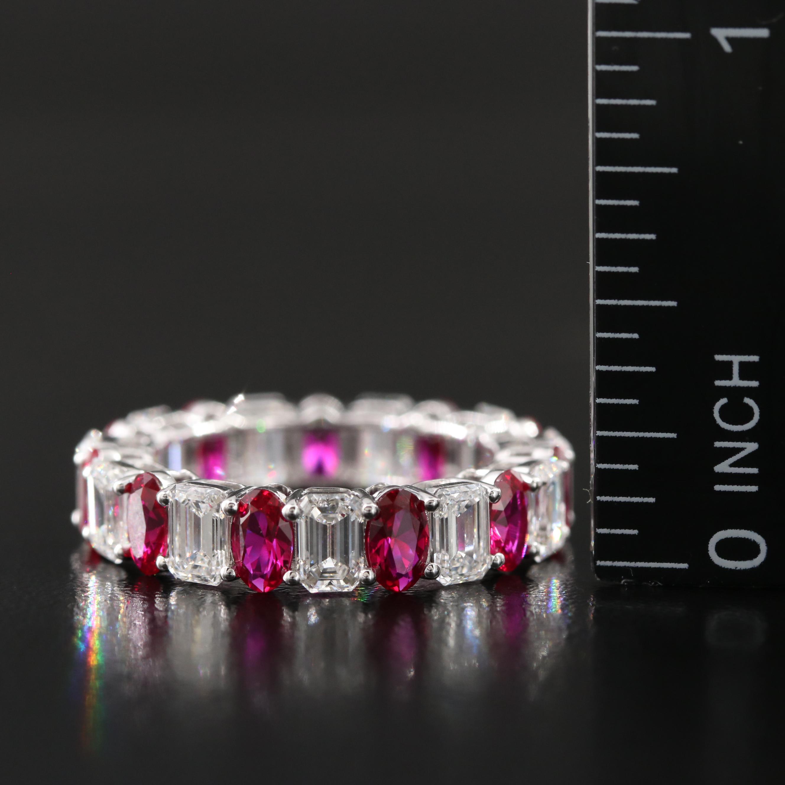 14K 2.48 CT Ruby and 3.54 CTW Lab Grown Diamond Eternity Band