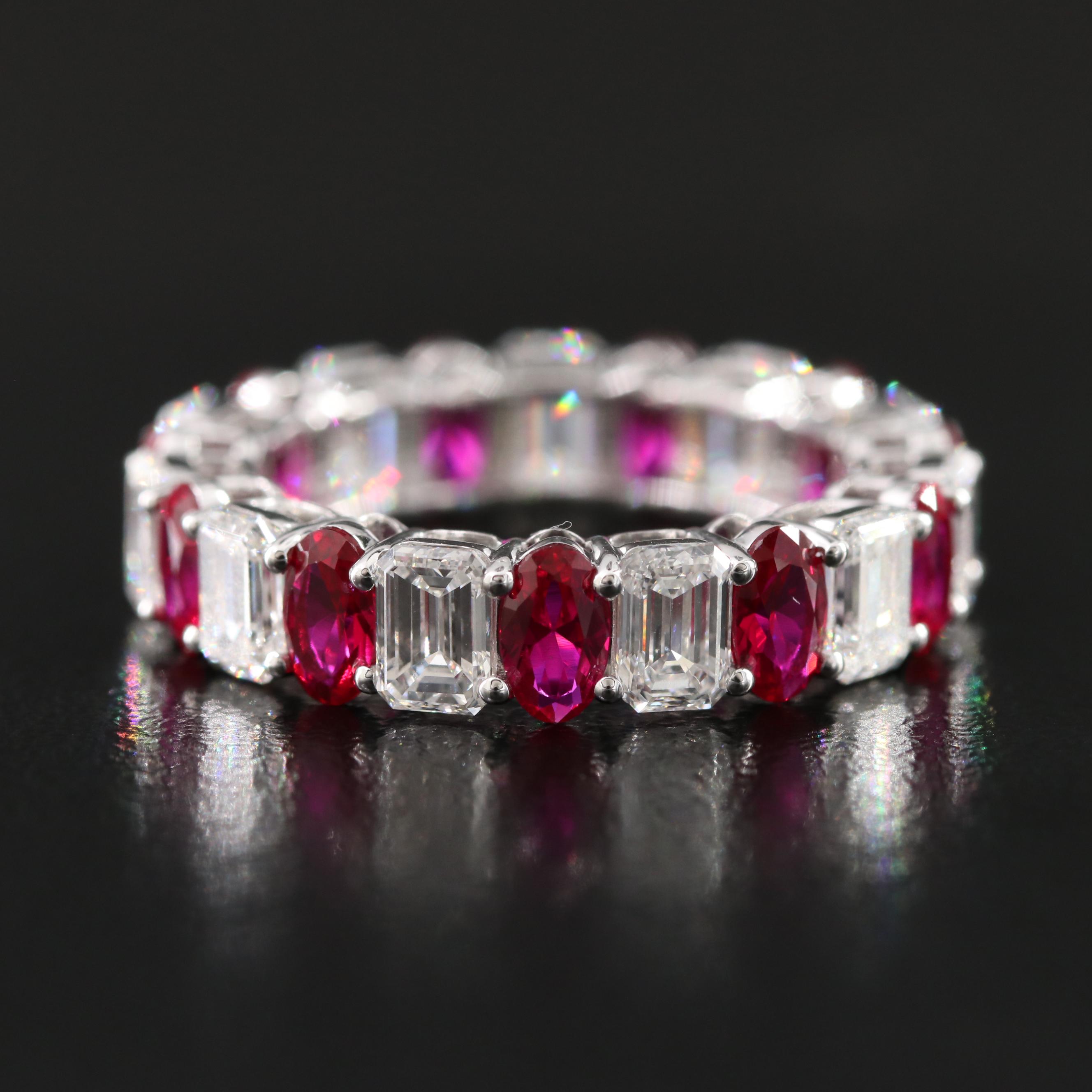 14K 2.48 CT Ruby and 3.54 CTW Lab Grown Diamond Eternity Band