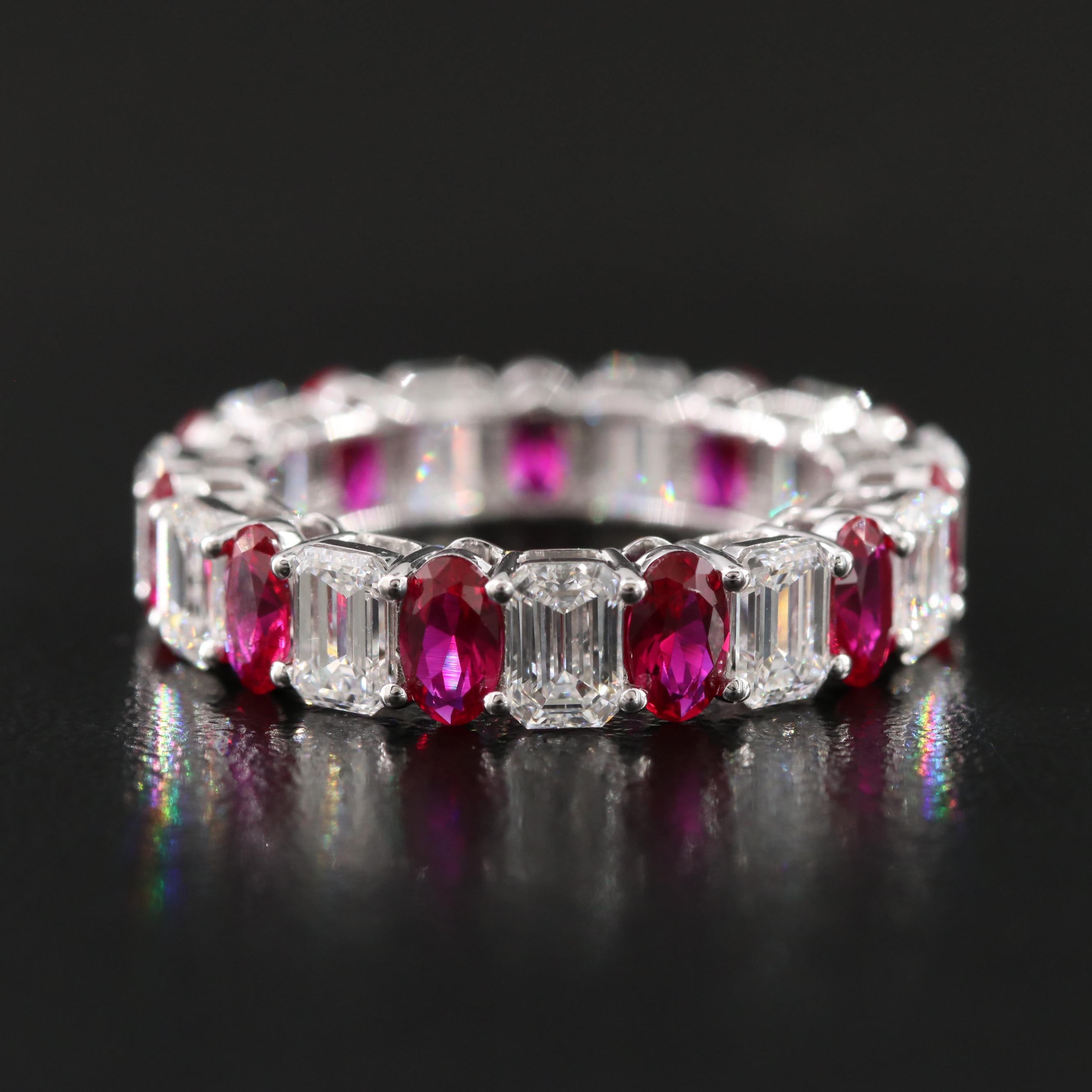 14K 2.48 CT Ruby and 3.54 CTW Lab Grown Diamond Eternity Band