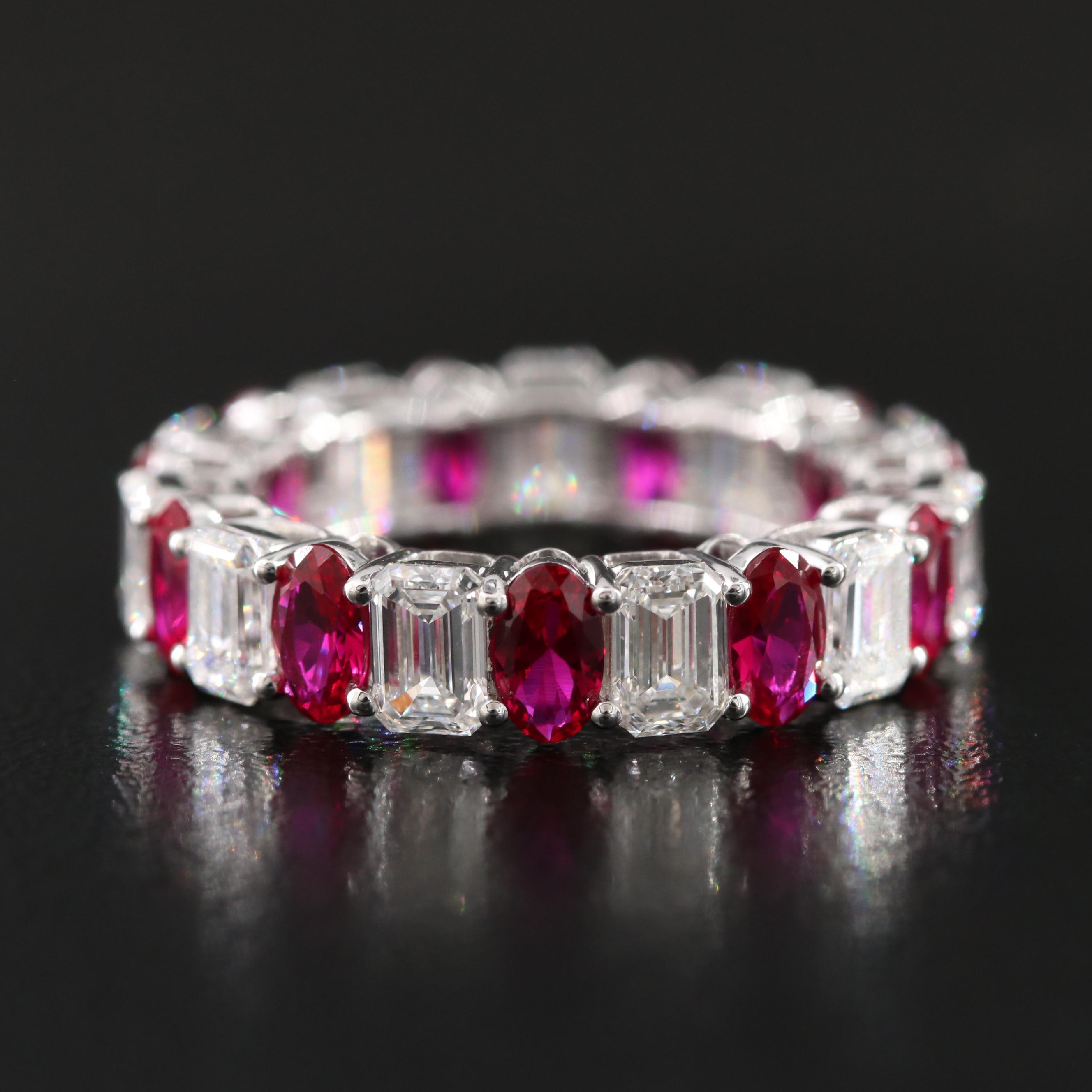 14K 2.48 CT Ruby and 3.54 CTW Lab Grown Diamond Eternity Band