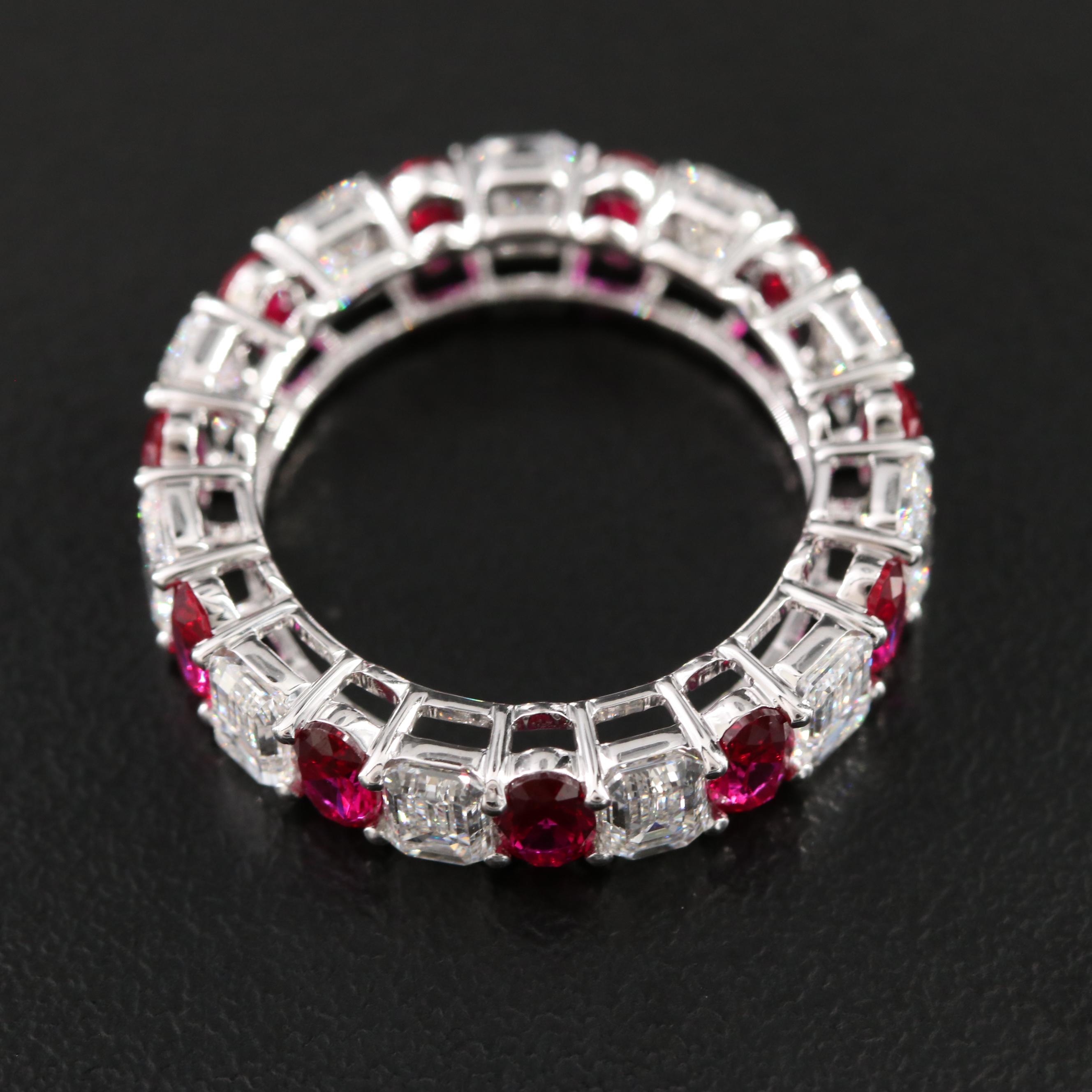 14K 2.48 CT Ruby and 3.54 CTW Lab Grown Diamond Eternity Band