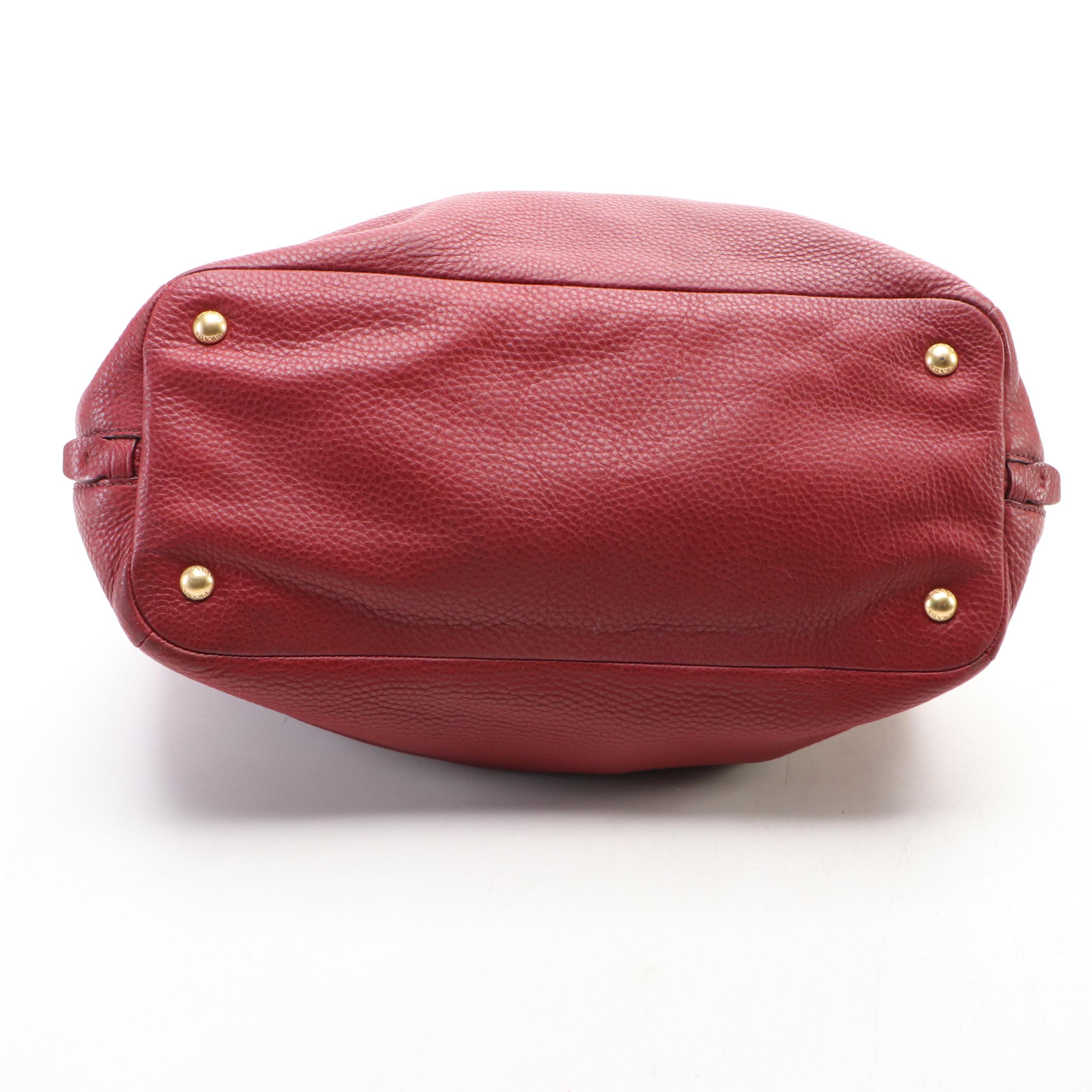 Prada Expandable Tote in Dark Red Vitello Daino Leather