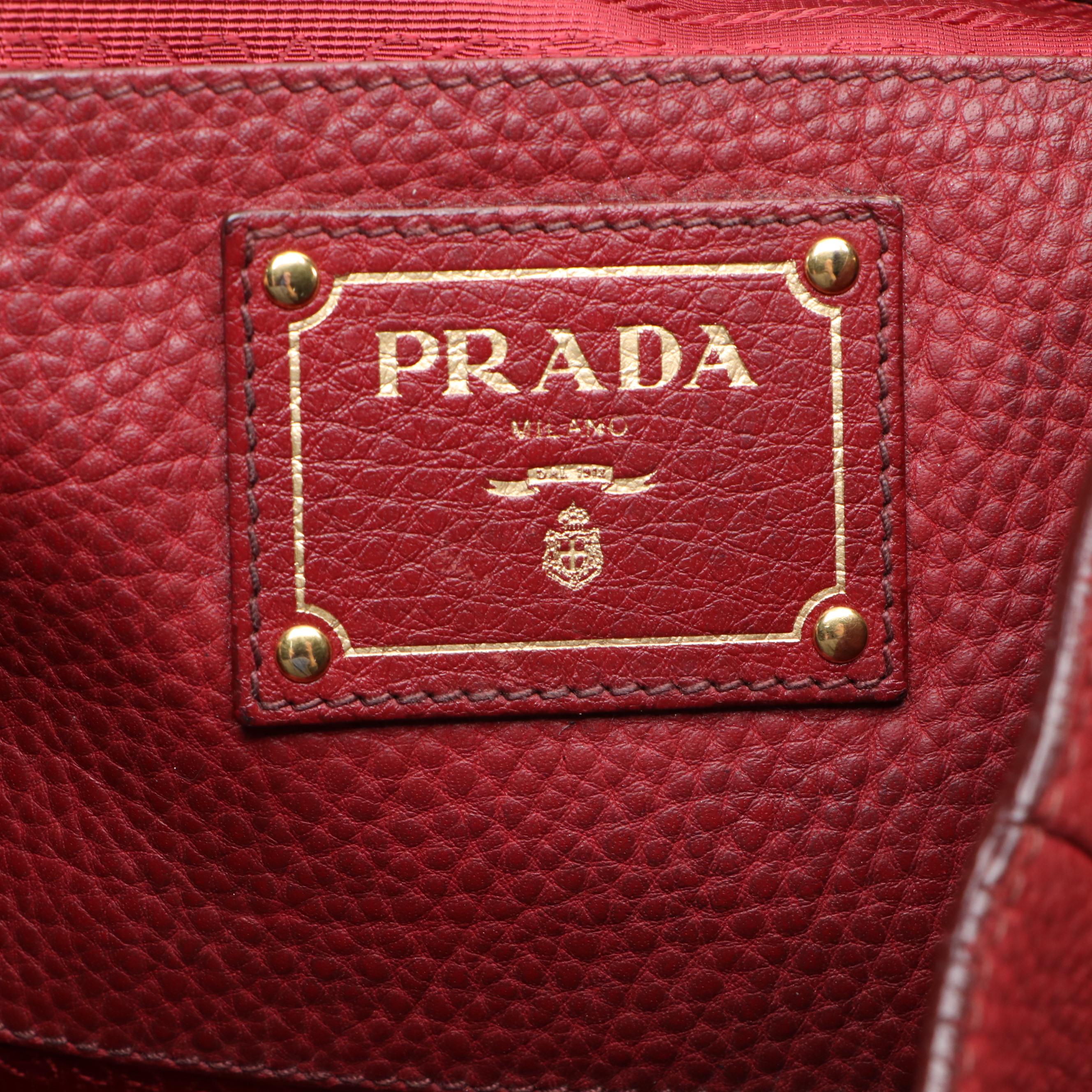 Prada Expandable Tote in Dark Red Vitello Daino Leather