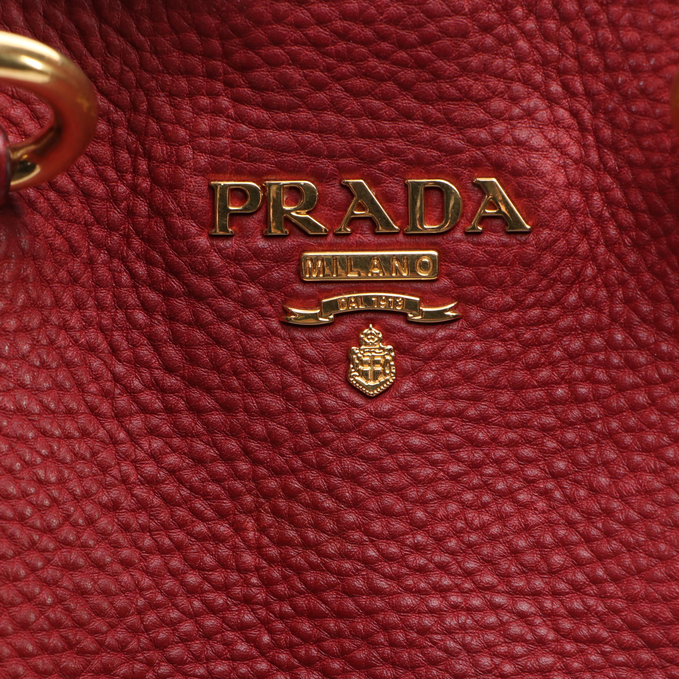 Prada Expandable Tote in Dark Red Vitello Daino Leather