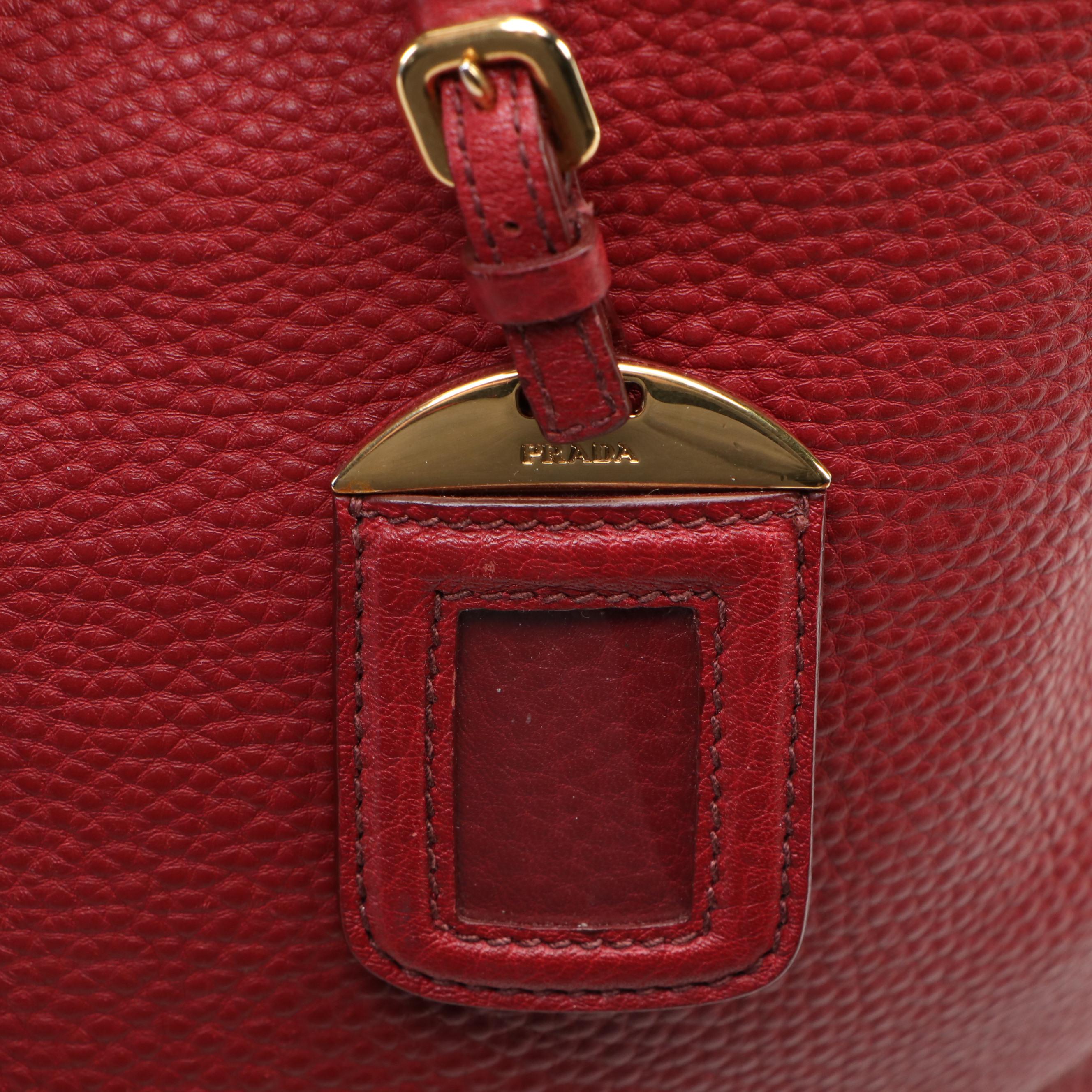 Prada Expandable Tote in Dark Red Vitello Daino Leather