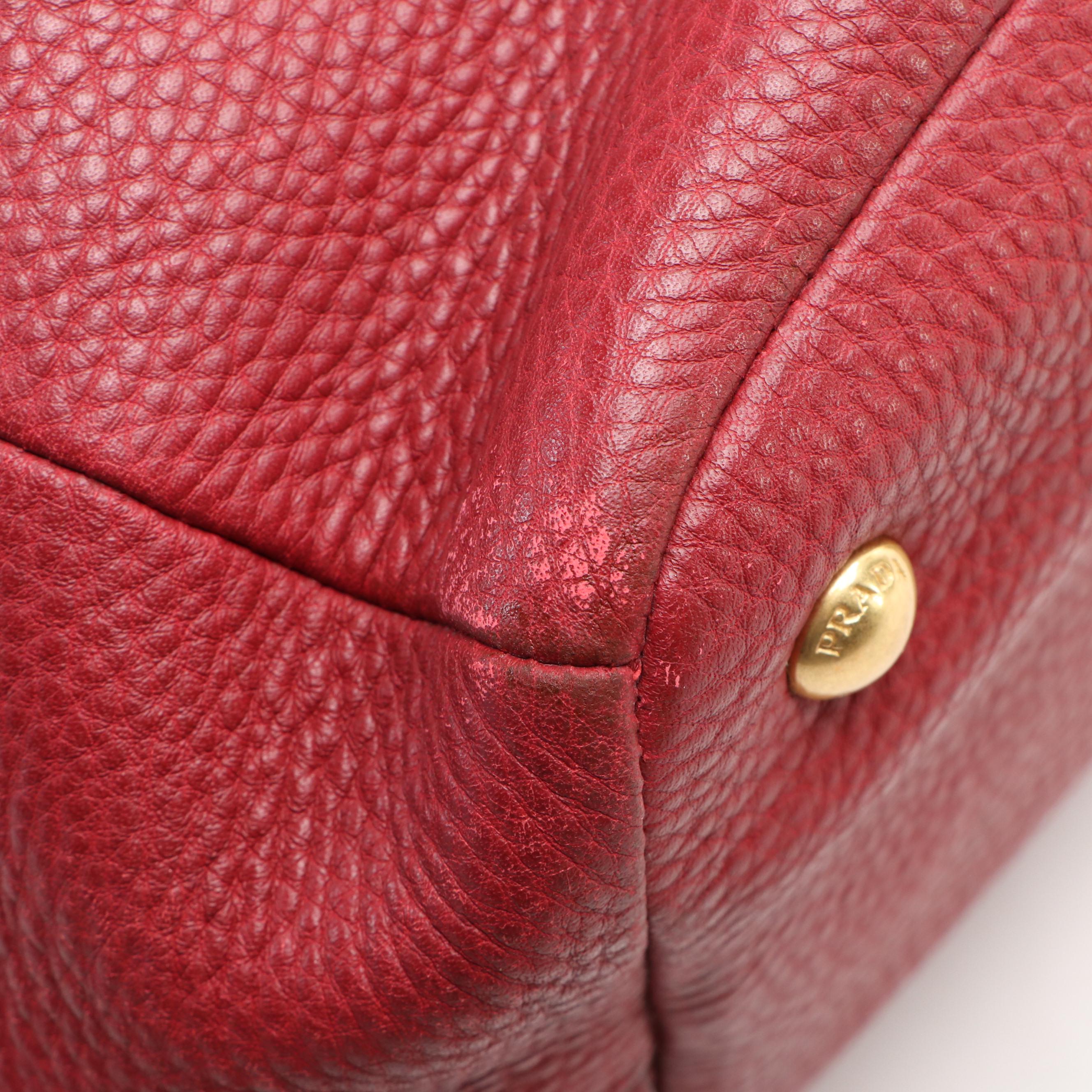 Prada Expandable Tote in Dark Red Vitello Daino Leather
