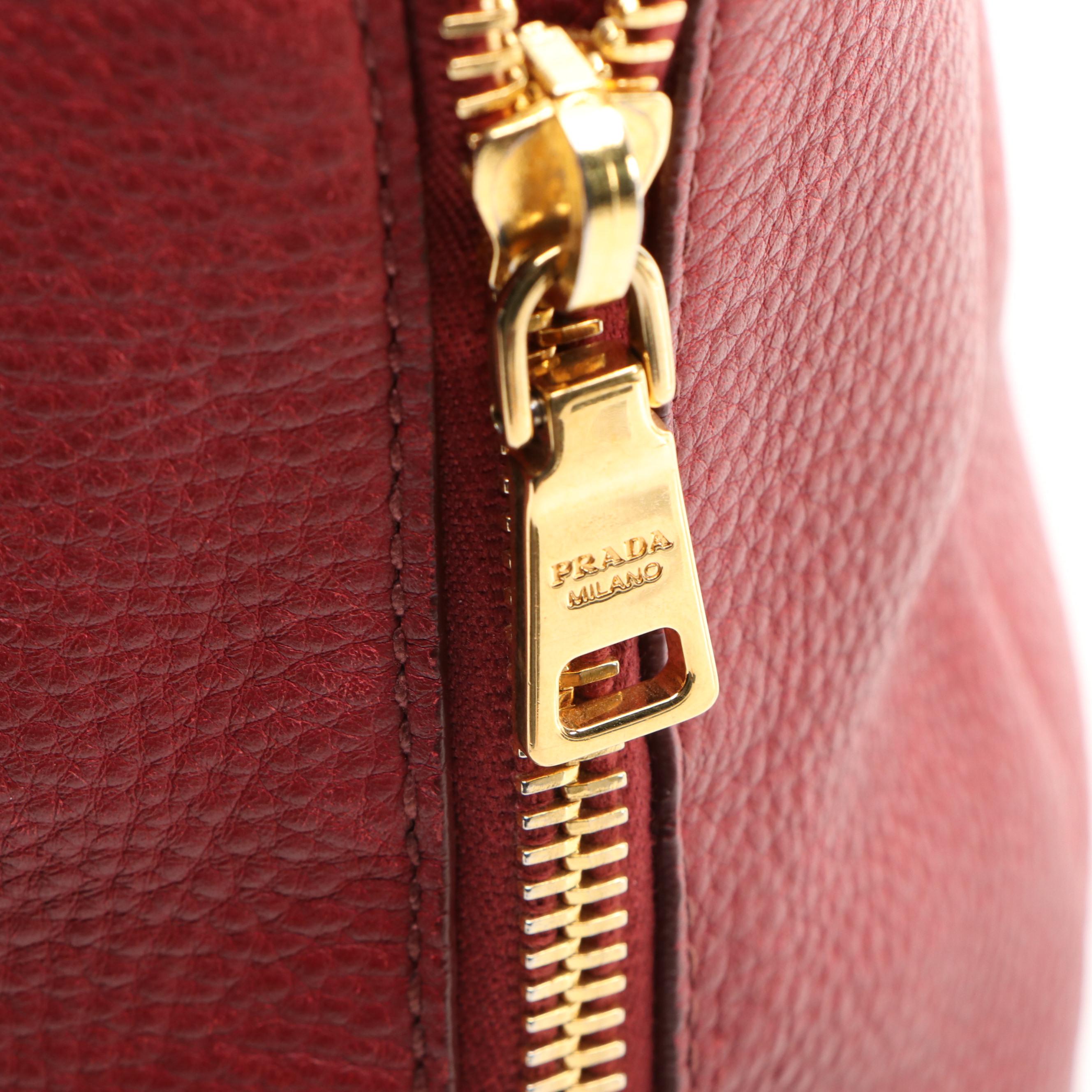 Prada Expandable Tote in Dark Red Vitello Daino Leather