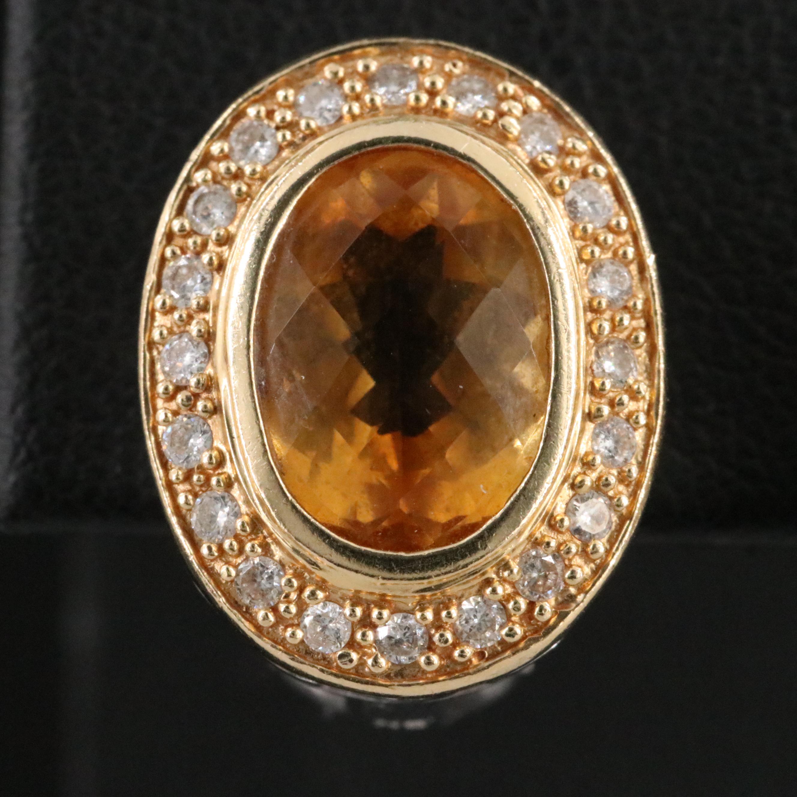 14K Two-Tone Citrine and Diamond Earrings