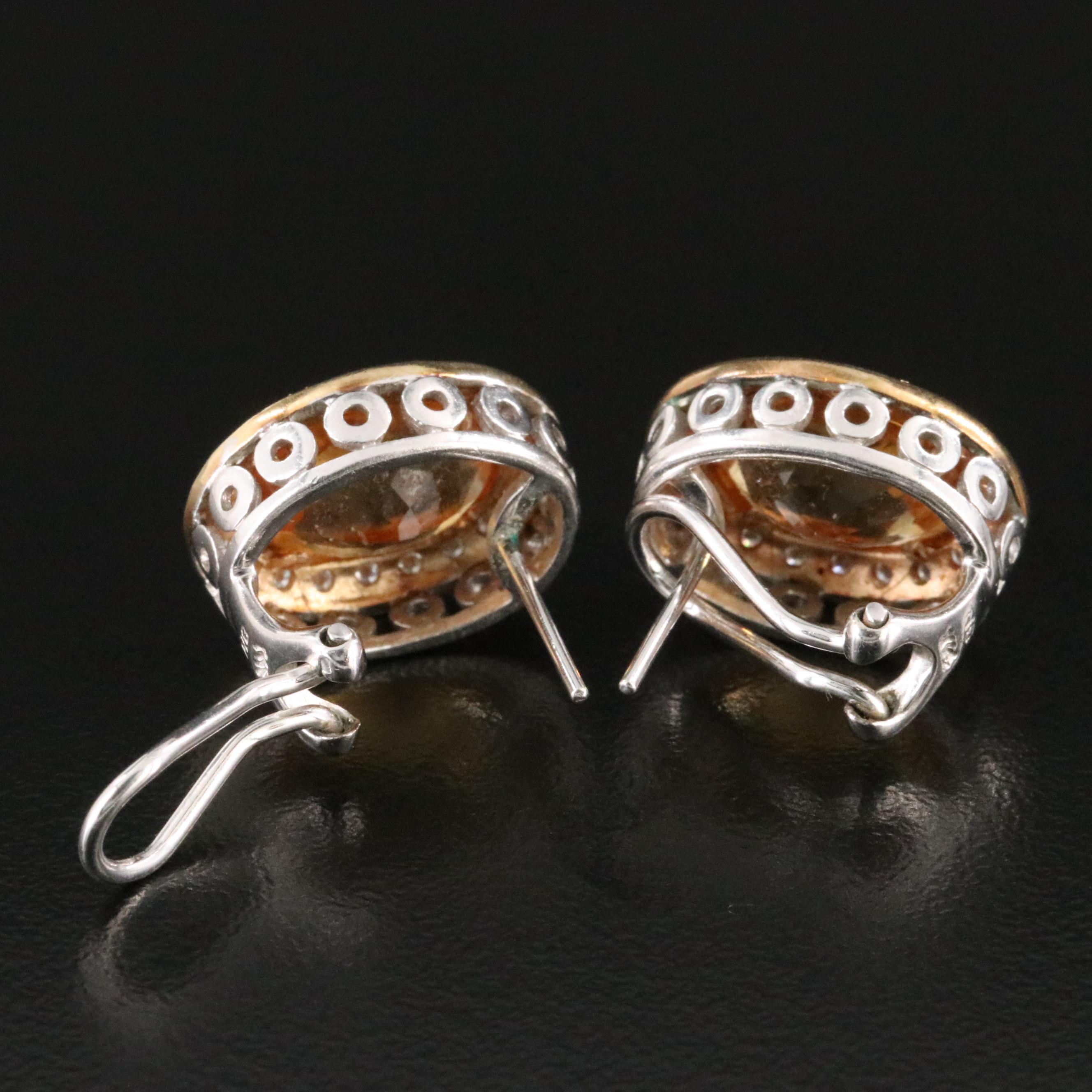 14K Two-Tone Citrine and Diamond Earrings