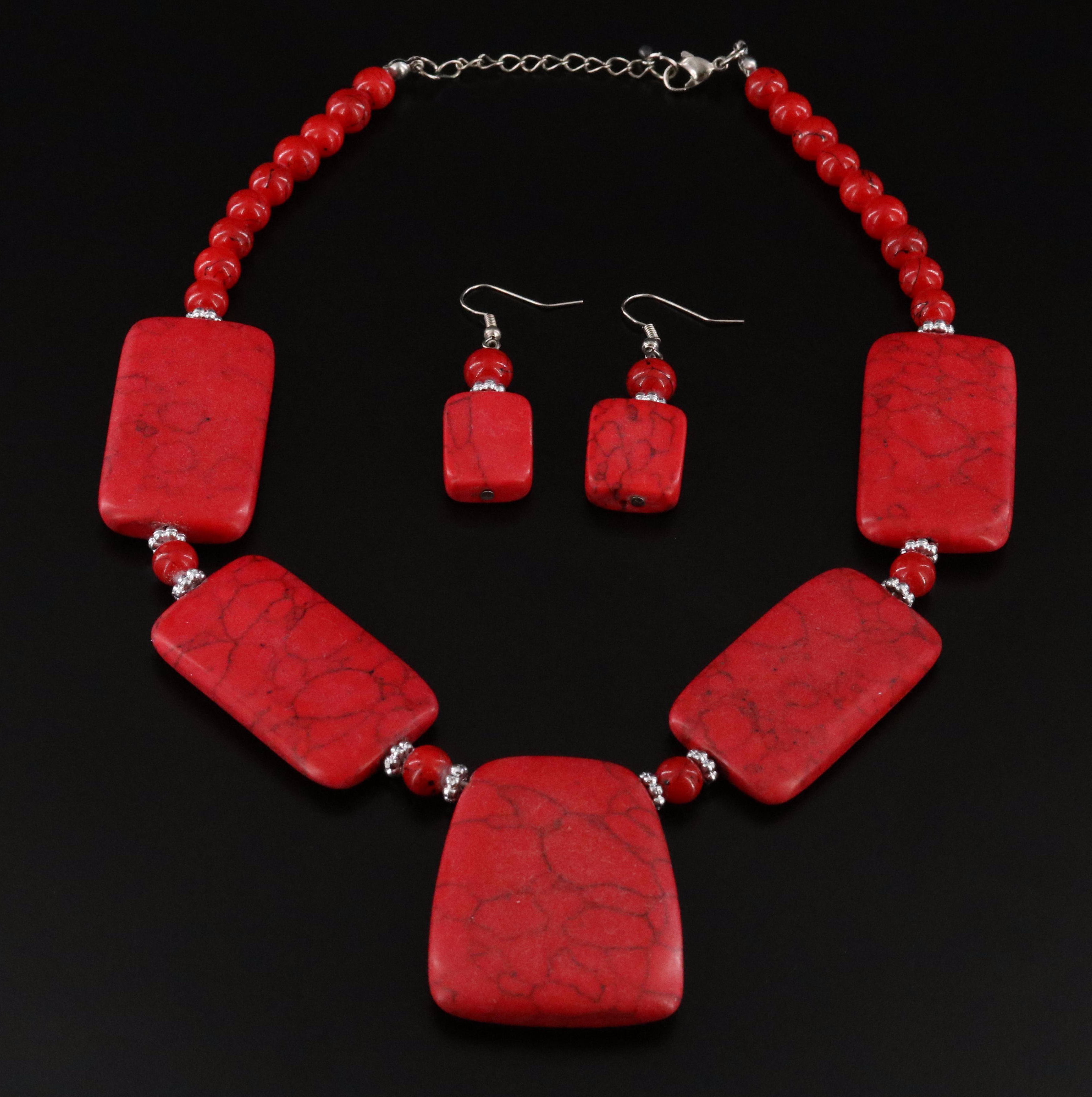 Howelite Necklace and Earring Set