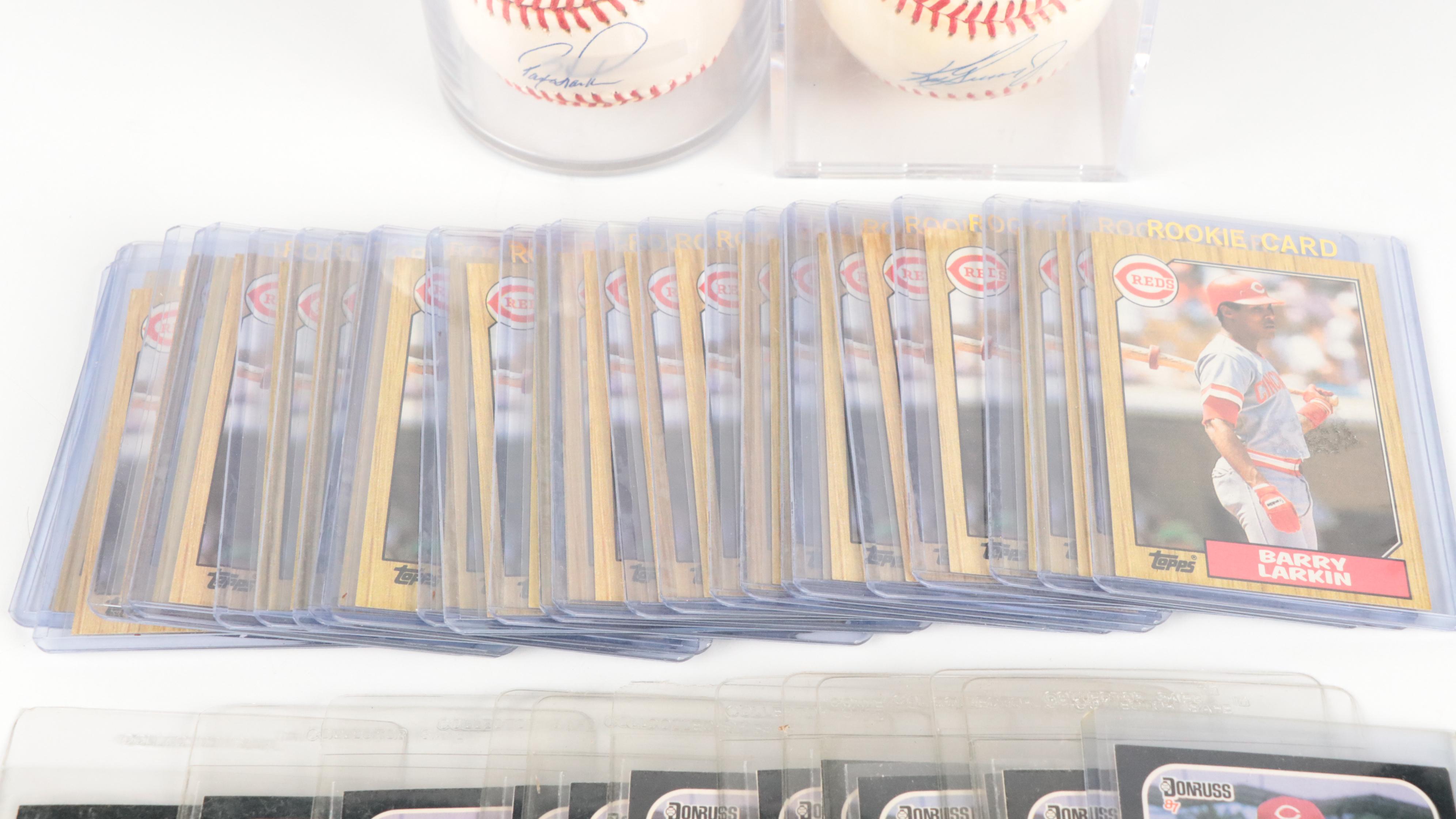 Ken Griffey Jr. and Barry Larkin Signed Rawlings Baseballs with Rookie Cards