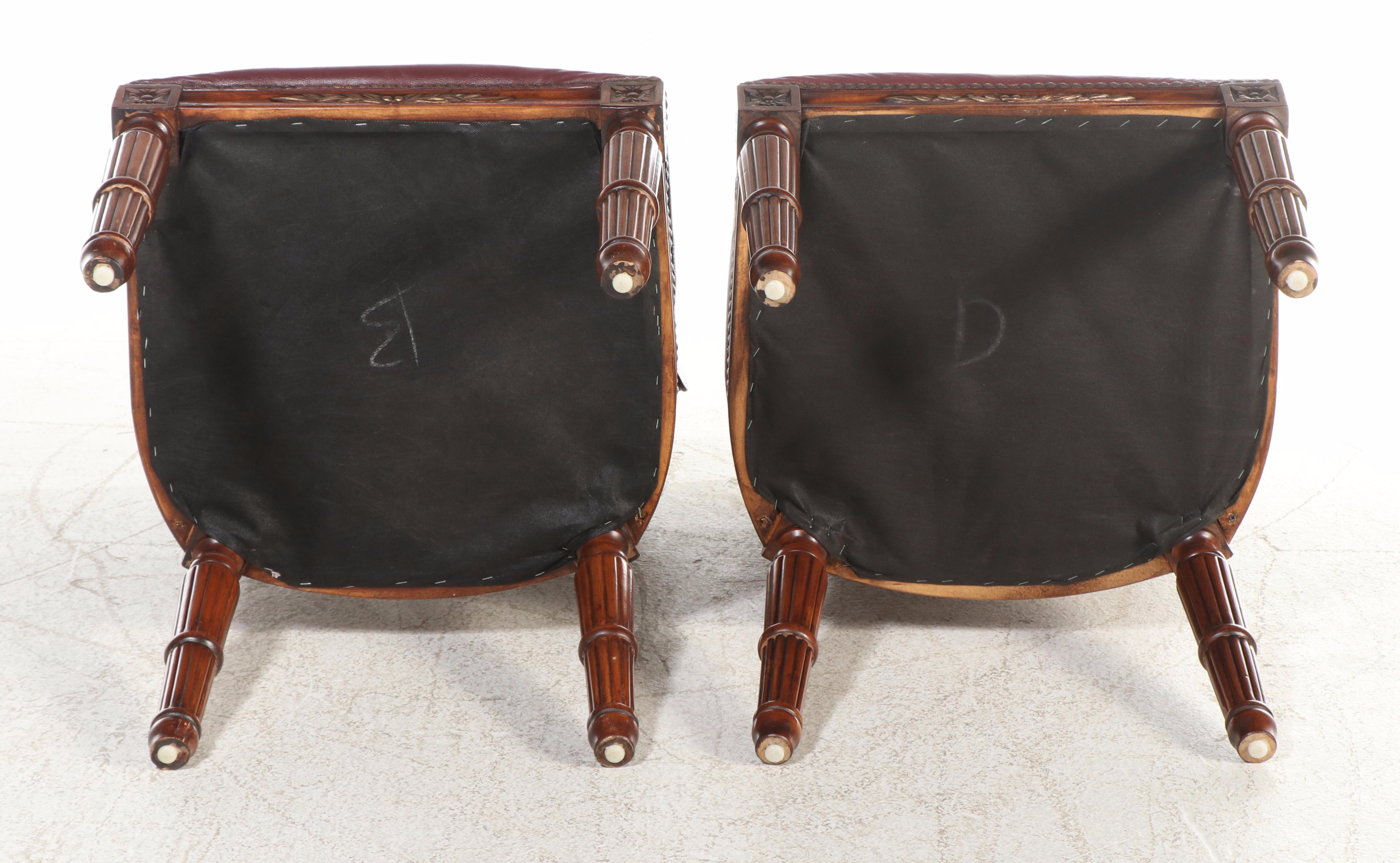 Set of Eight French Provincial Style Parcel Giltwood and Leather Dining Chairs