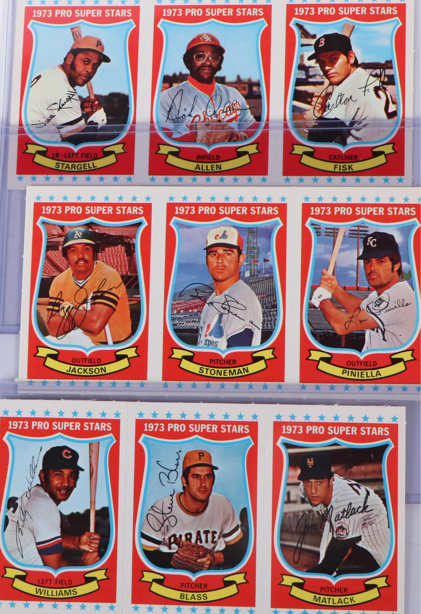 1973 Kelloggs Baseball Card Panels Featuring Reggie Jackson, Lou Brock, and More