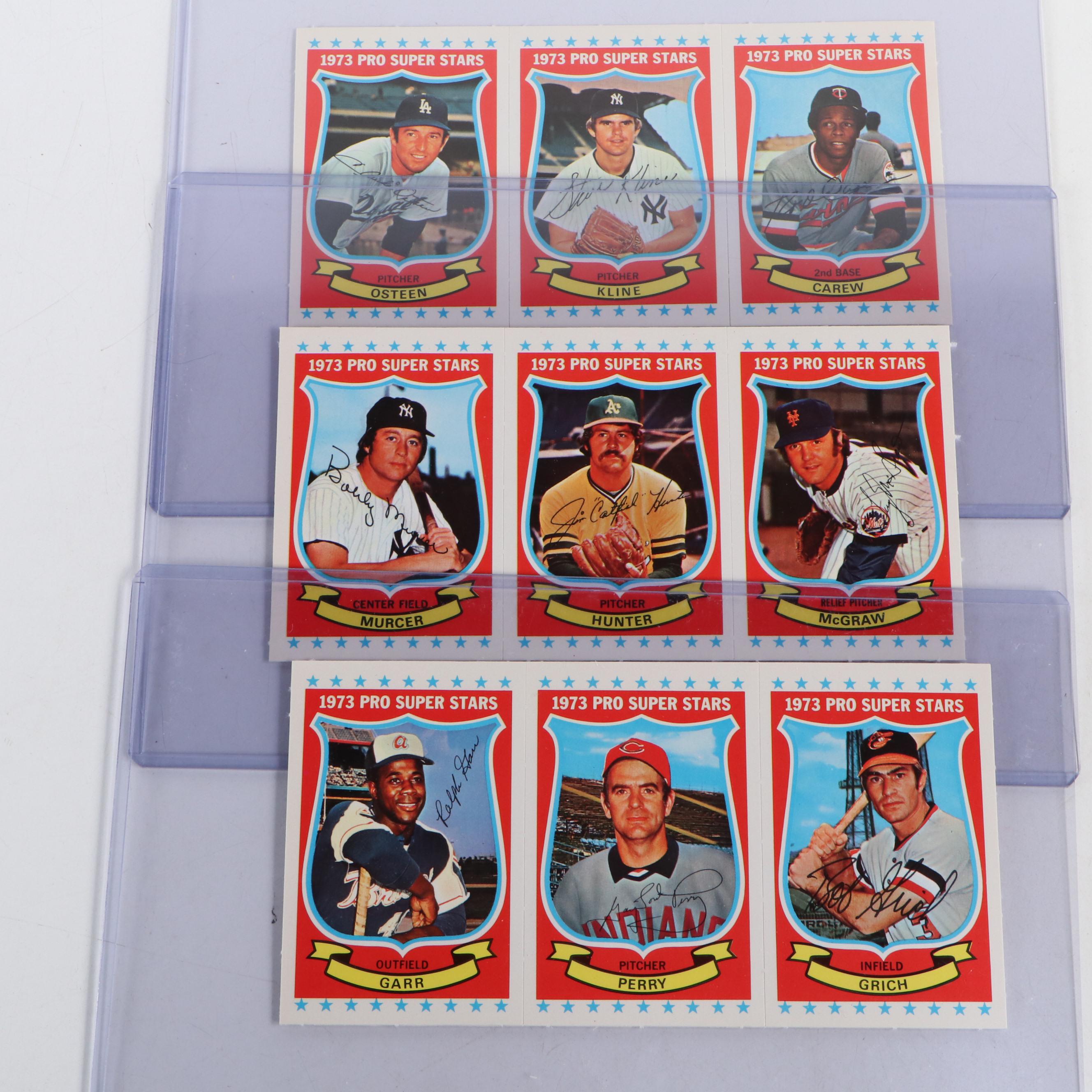 1973 Kelloggs Baseball Card Panels Featuring Reggie Jackson, Lou Brock, and More