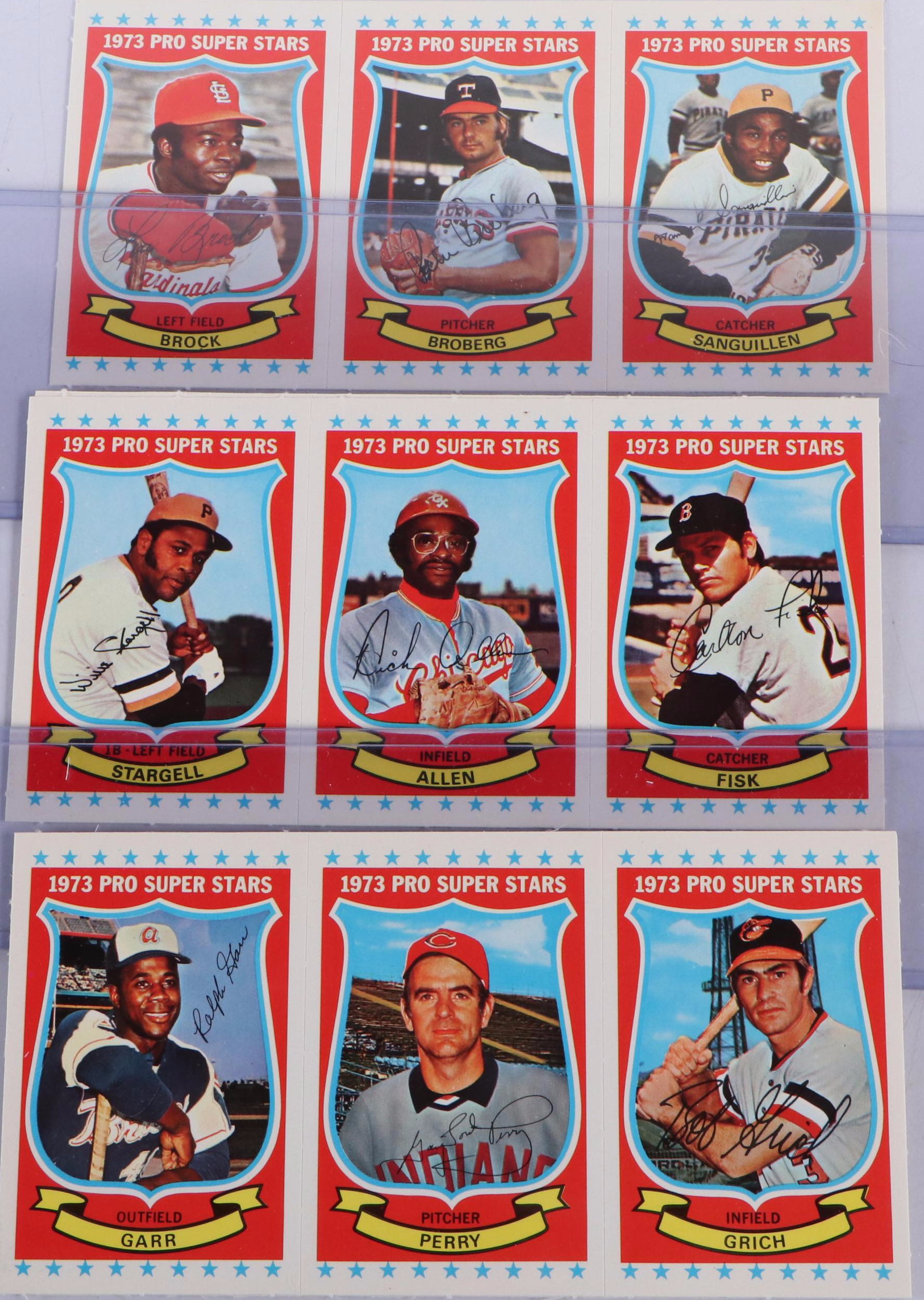 1973 Kelloggs Baseball Card Panels Featuring Reggie Jackson, Lou Brock, and More