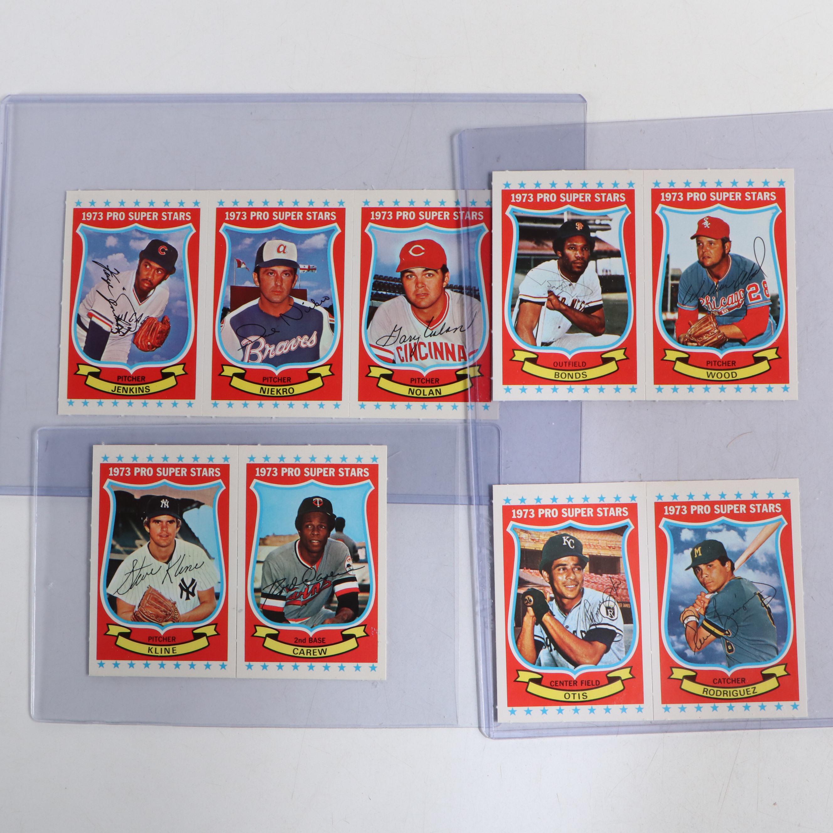 1973 Kelloggs Baseball Card Panels Featuring Reggie Jackson, Lou Brock, and More