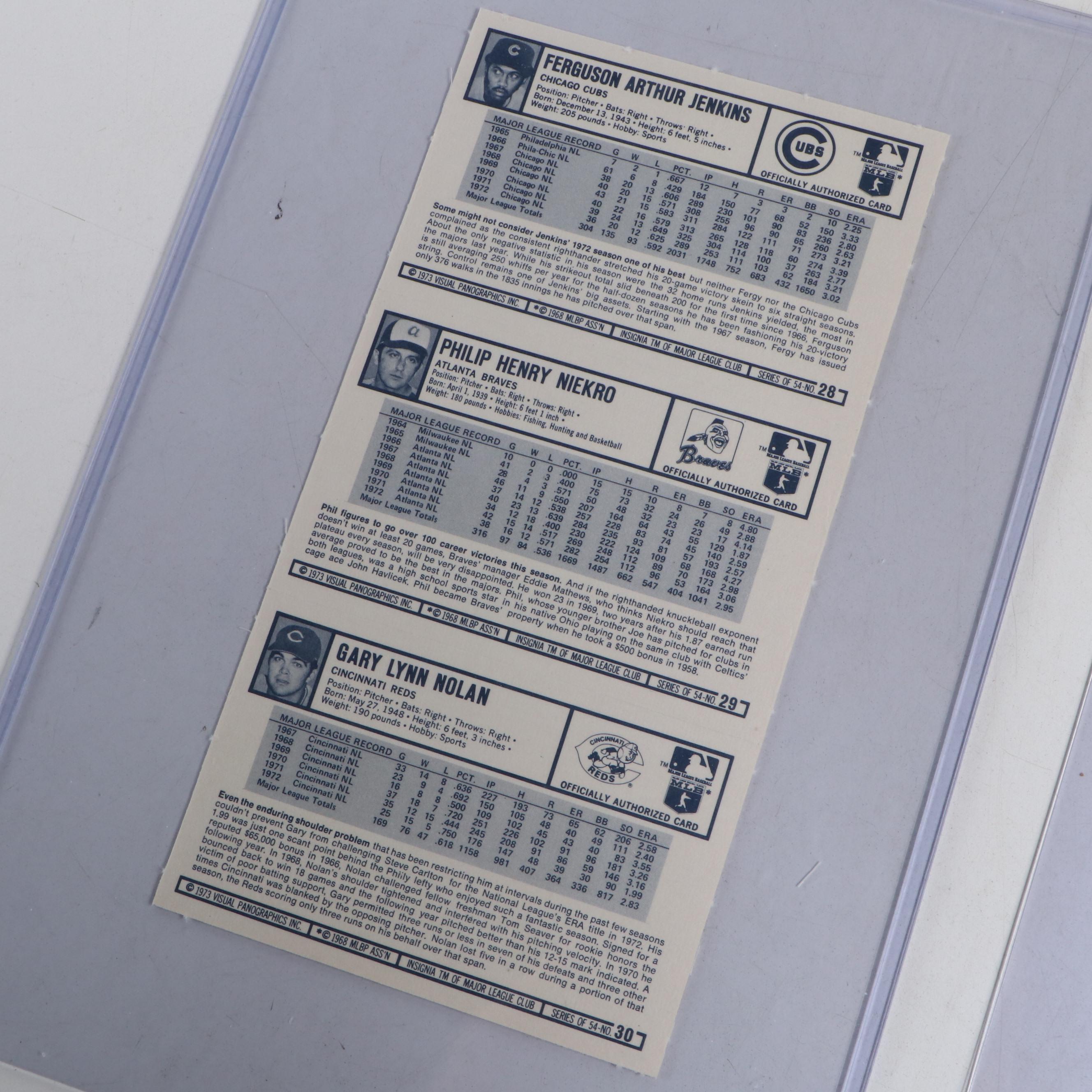 1973 Kelloggs Baseball Card Panels Featuring Reggie Jackson, Lou Brock, and More