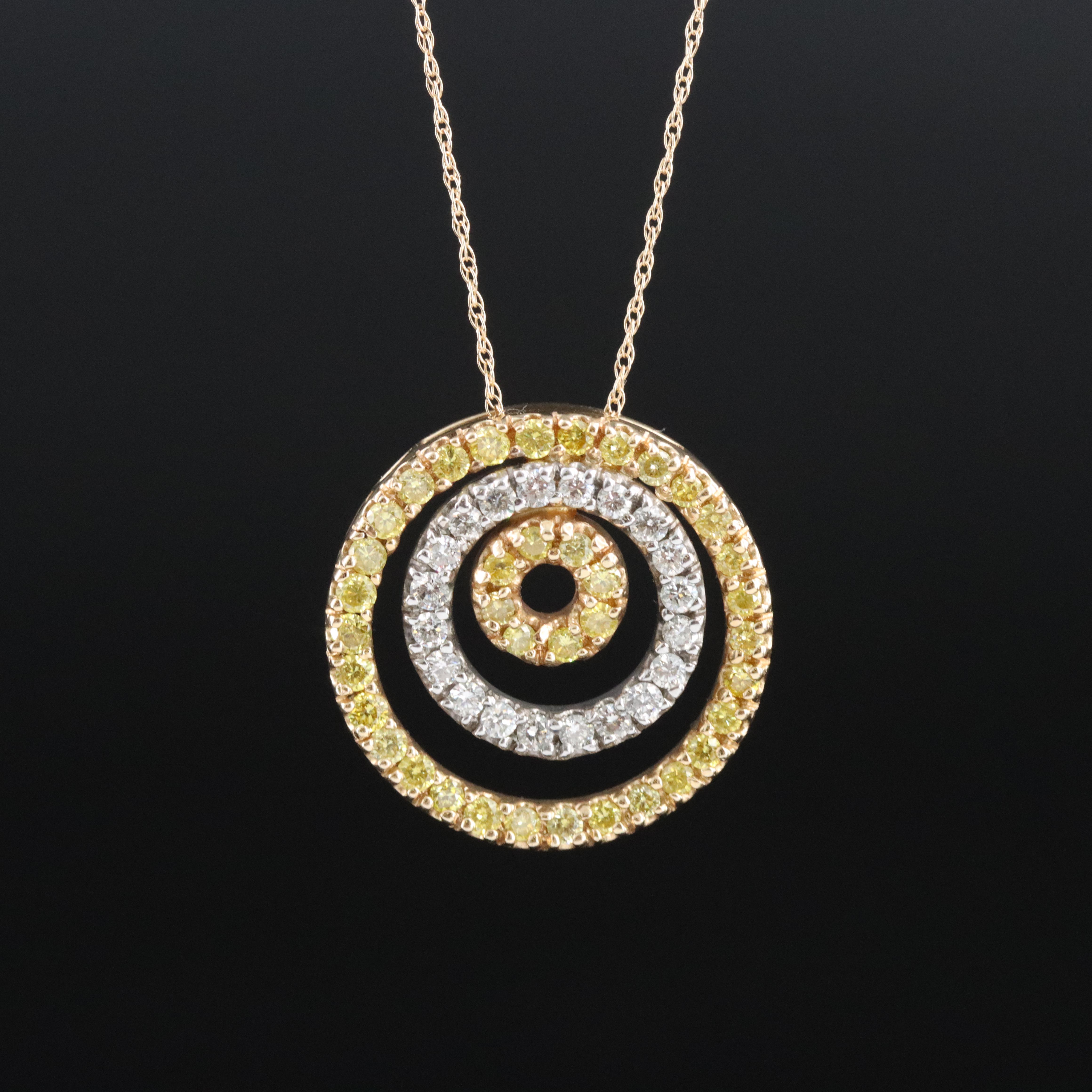 14K 0.96 CTW Diamond and Lab Grown Diamond Tri-Color Gold Pendant Necklace