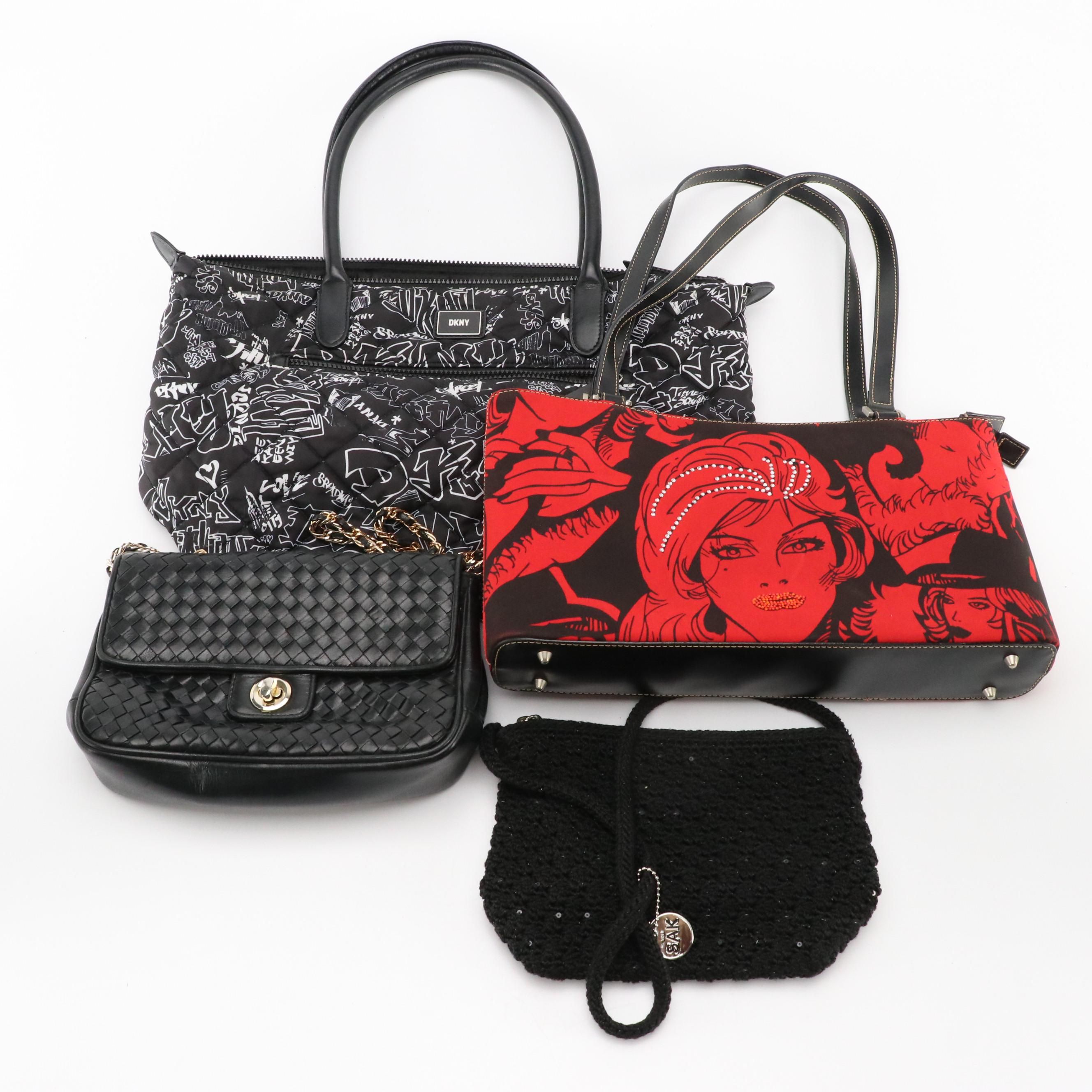 Saks Fifth Ave. Woven Leather, DKNY Logo Printed, The Sak & Other Shoulder Bags