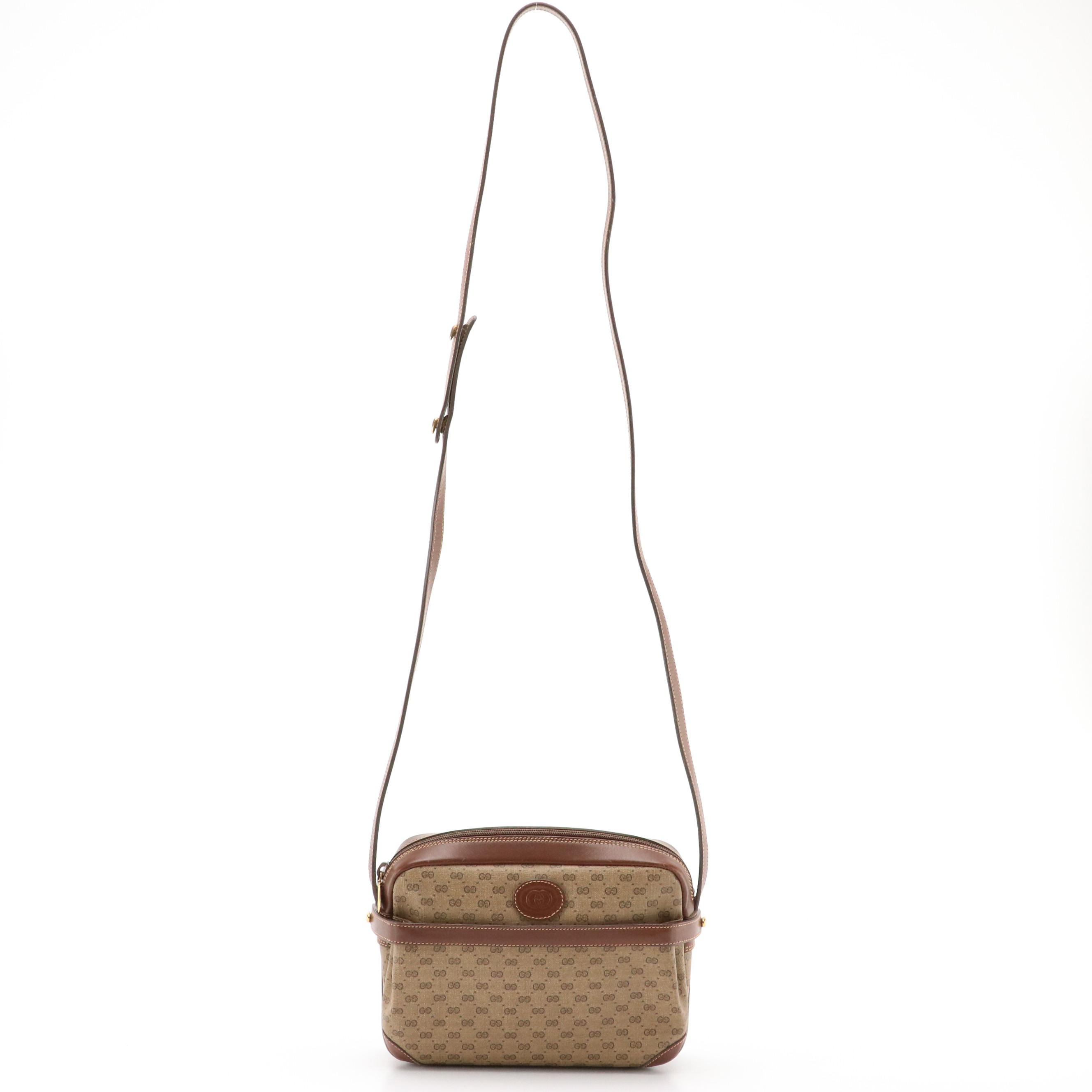 Gucci Micro GG Coated Canvas and Leather Crossbody Bag