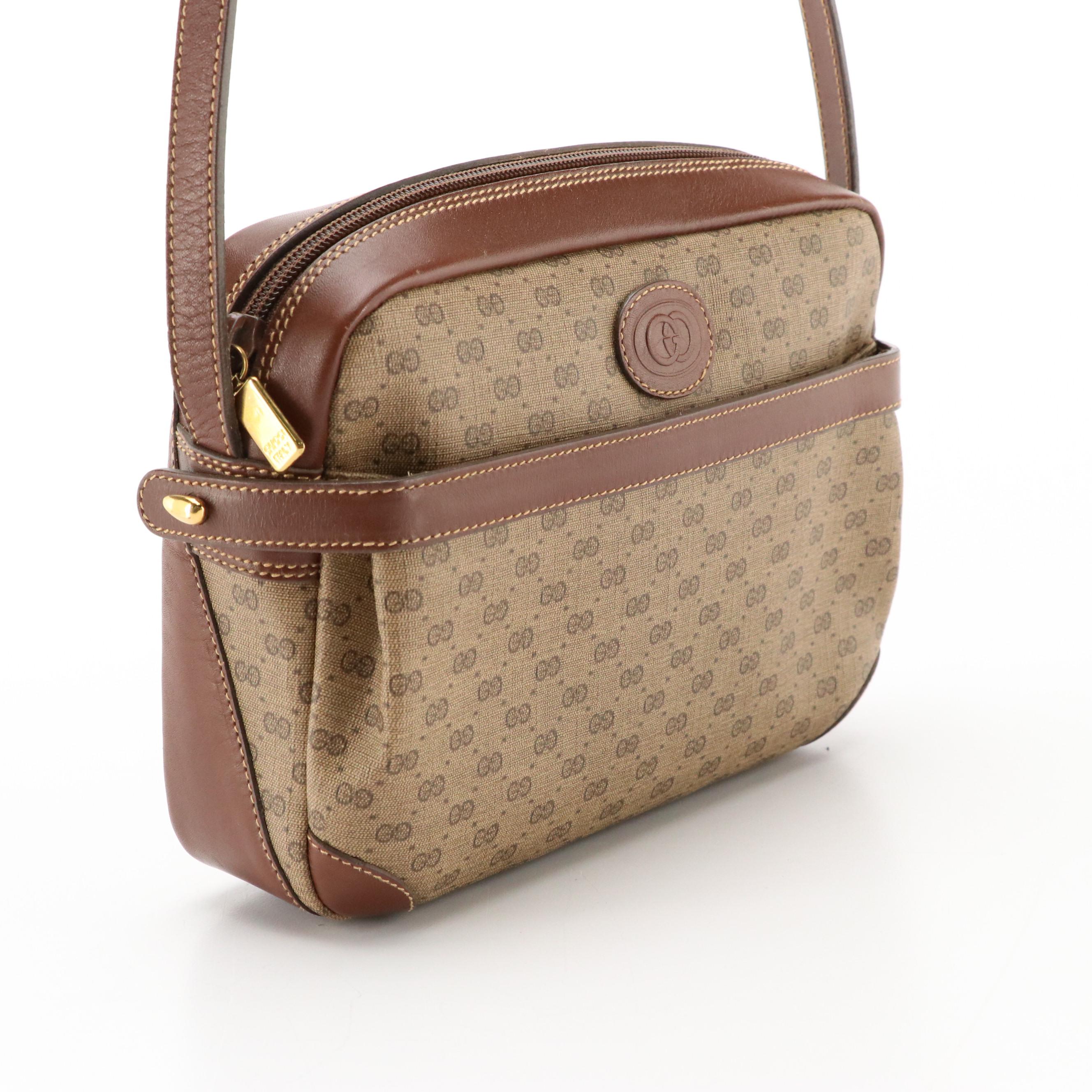 Gucci Micro GG Coated Canvas and Leather Crossbody Bag