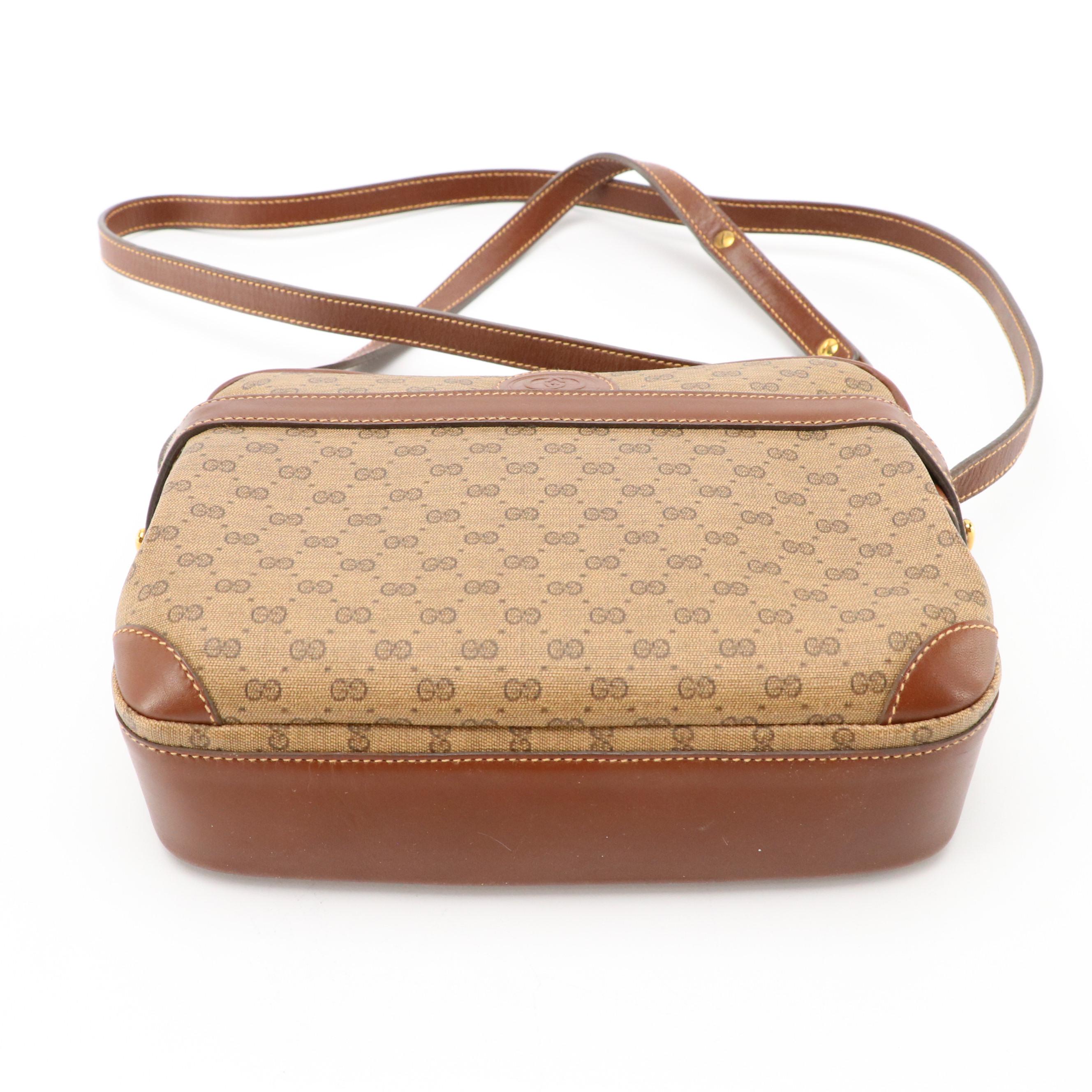Gucci Micro GG Coated Canvas and Leather Crossbody Bag