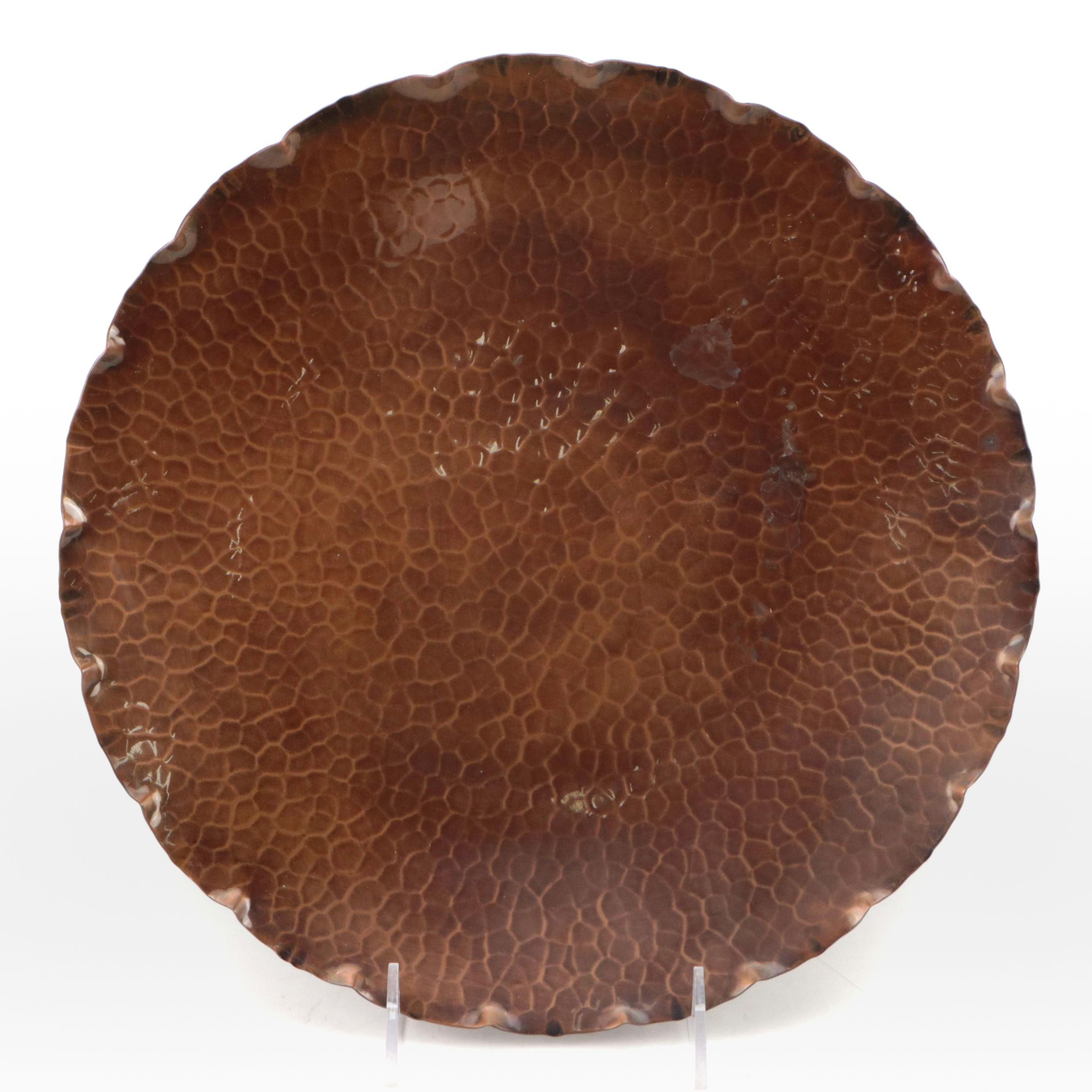 Hand-Hammered Round Copper Tray by Avon Copper Smith