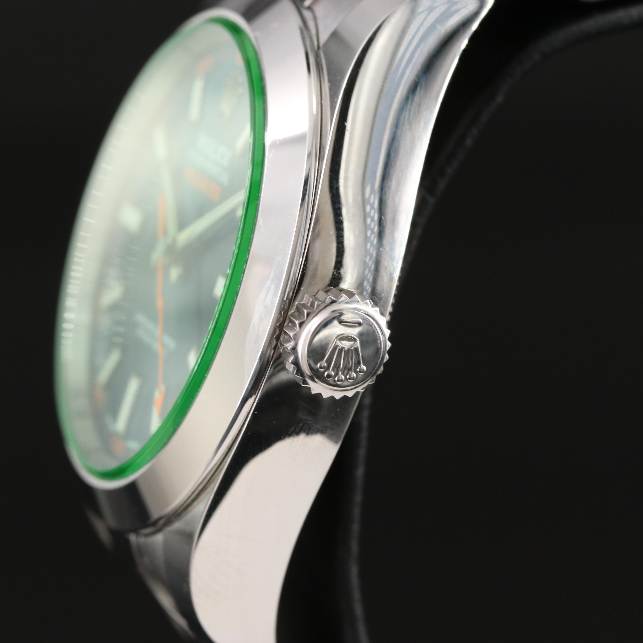 2018 Rolex Oyster Perpetual Milgauss Blue Dial with Green Sapphire Crystal Watch