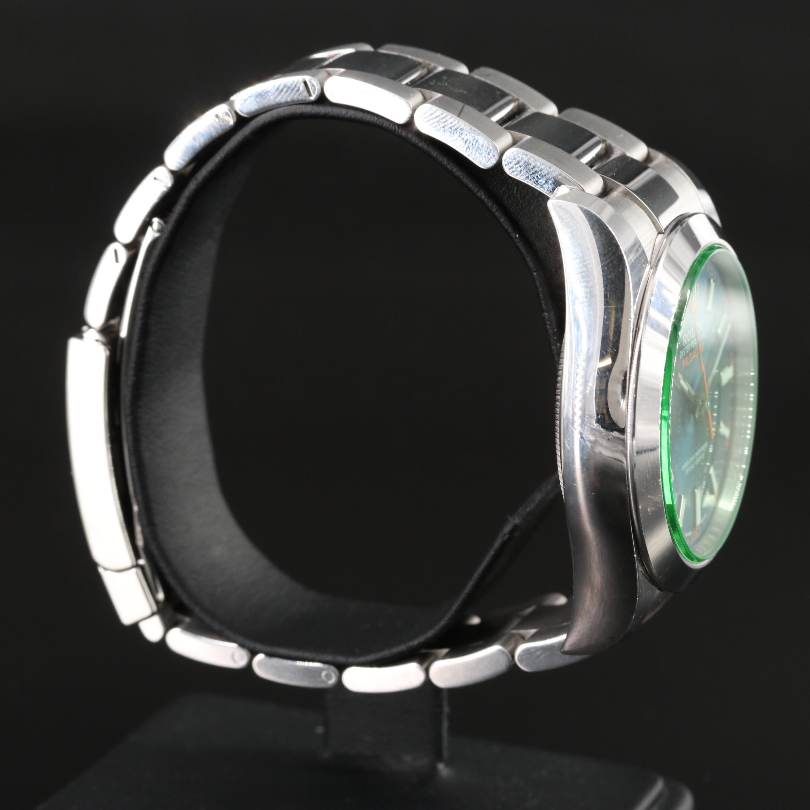 2018 Rolex Oyster Perpetual Milgauss Blue Dial with Green Sapphire Crystal Watch