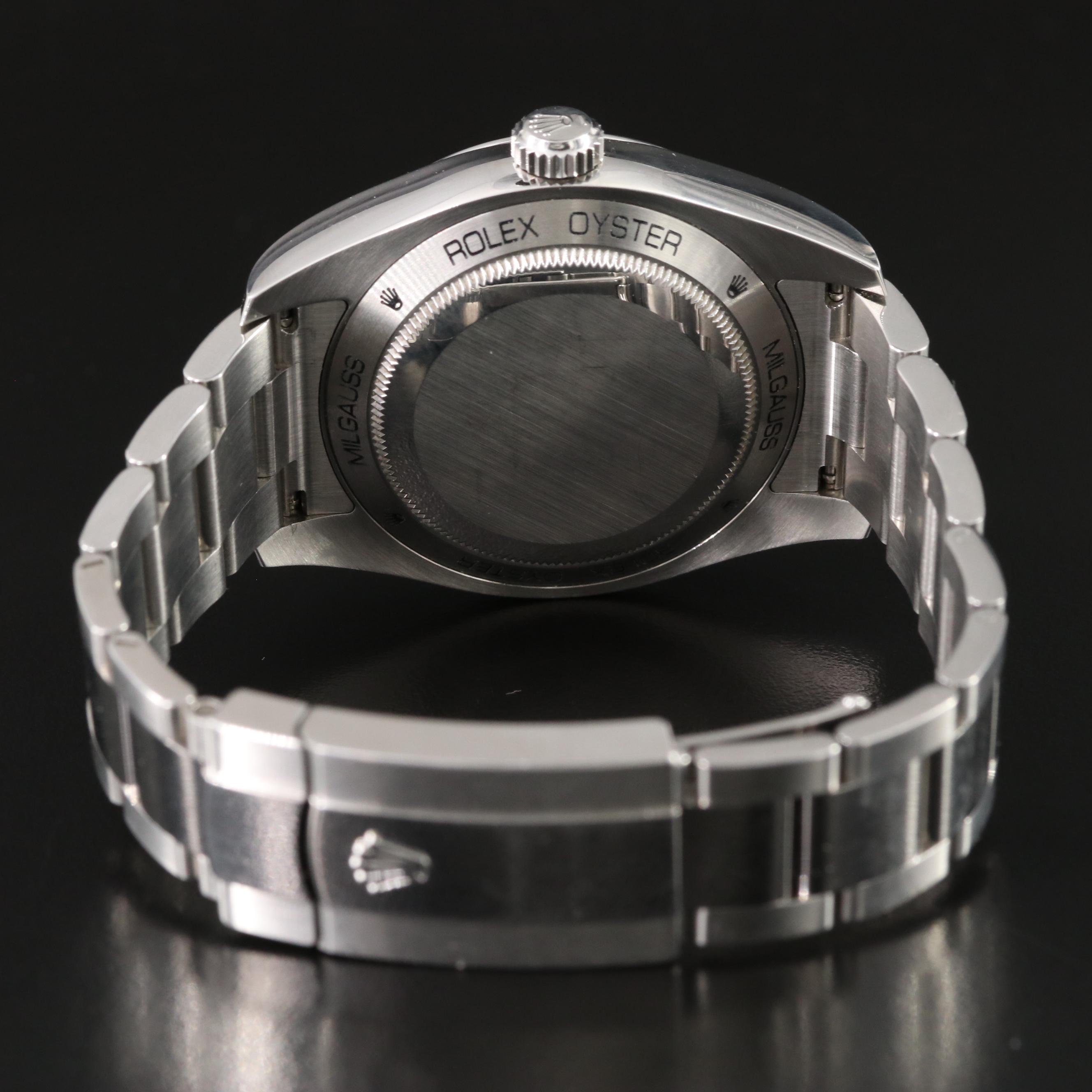 2018 Rolex Oyster Perpetual Milgauss Blue Dial with Green Sapphire Crystal Watch