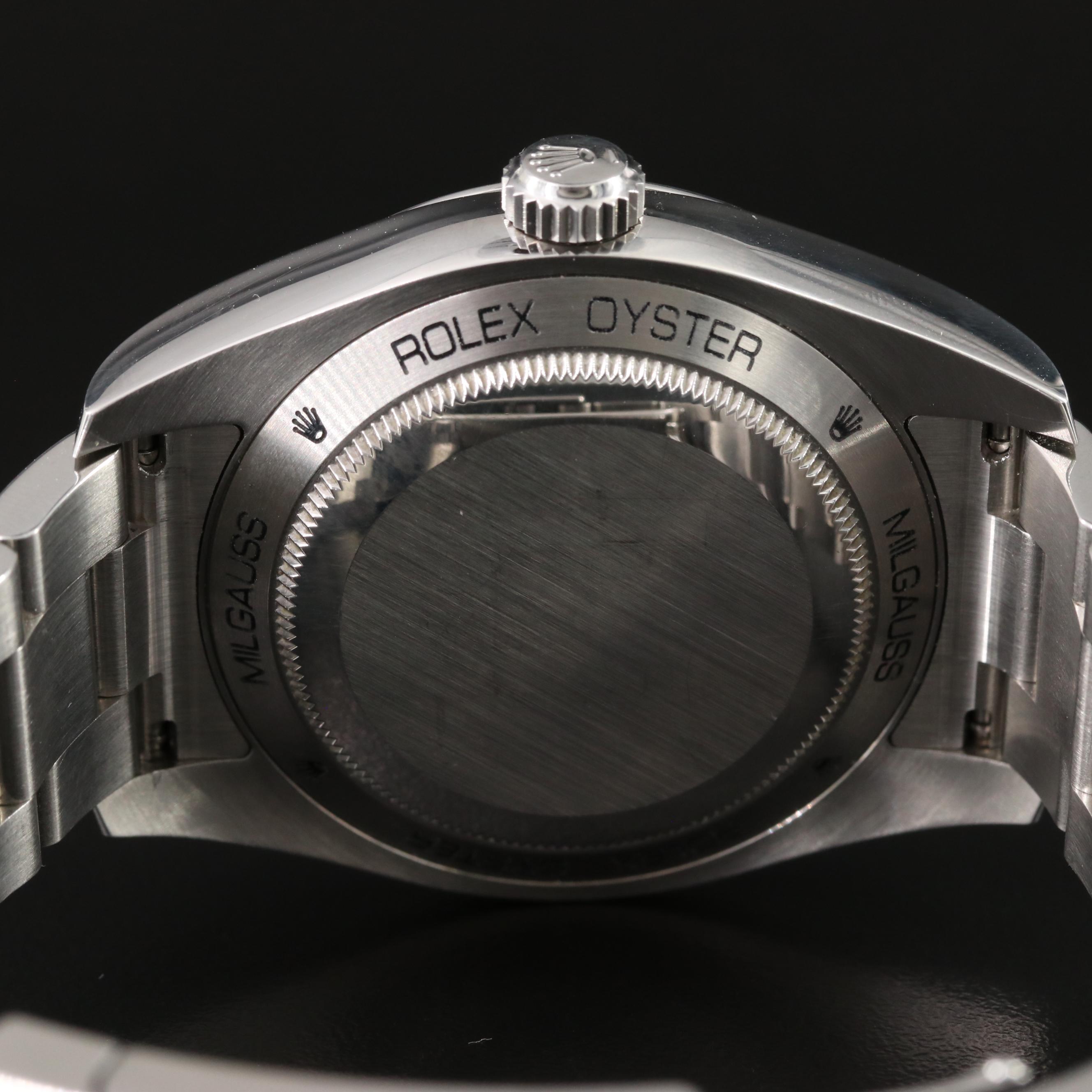 2018 Rolex Oyster Perpetual Milgauss Blue Dial with Green Sapphire Crystal Watch