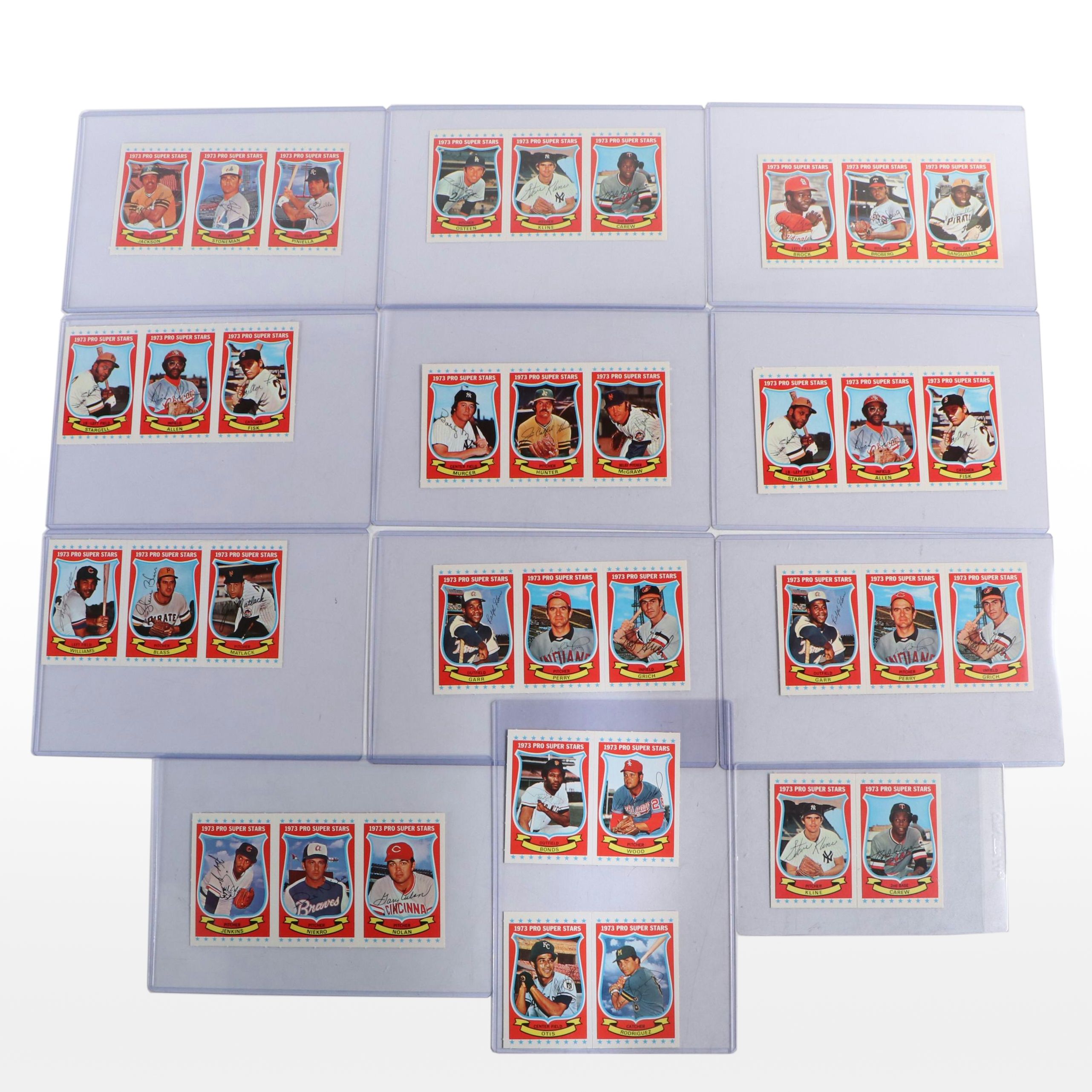 1973 Kelloggs Baseball Card Panels Featuring Reggie Jackson, Lou Brock, and More