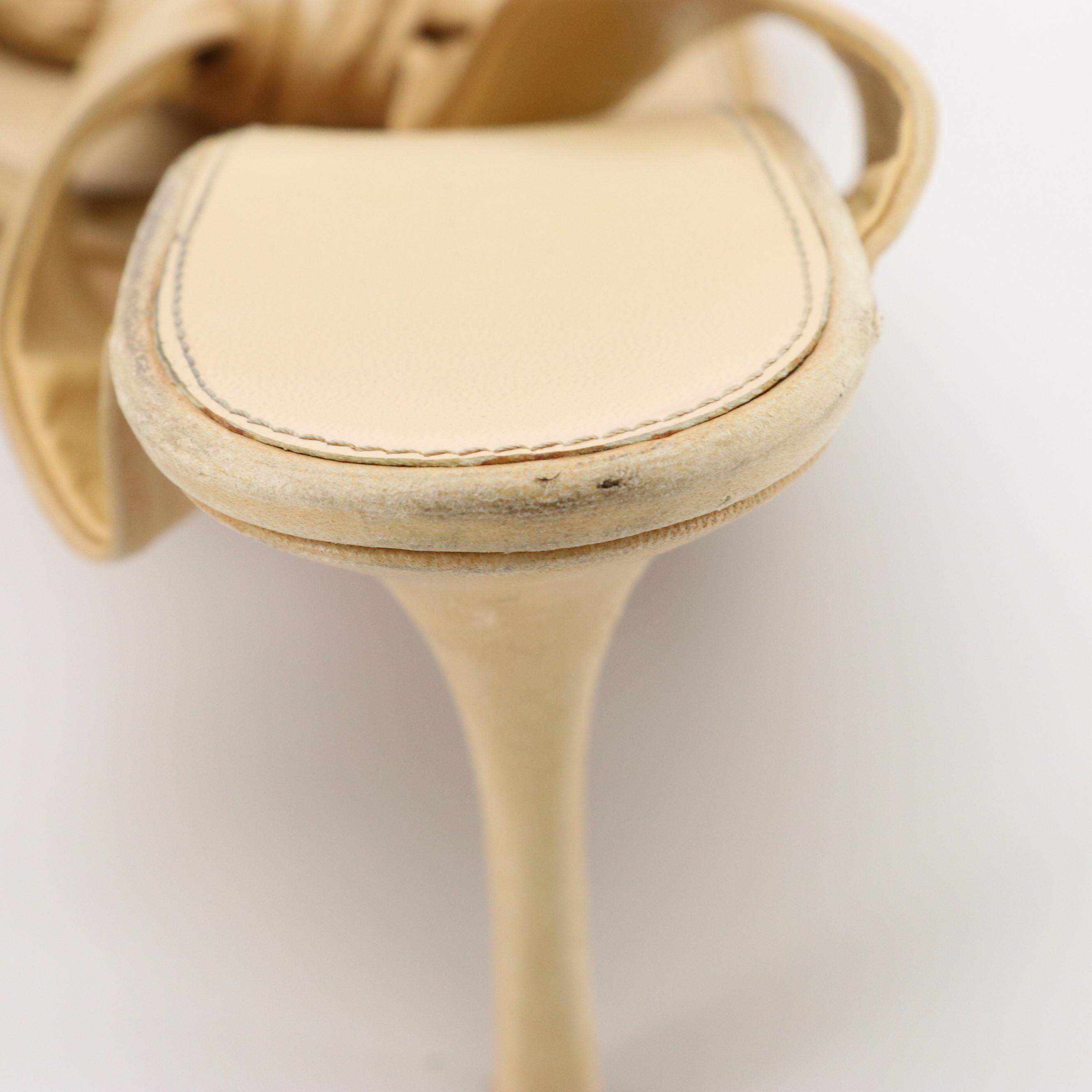 Prada Knotted Strap Platform Sandals in Neutral Leather