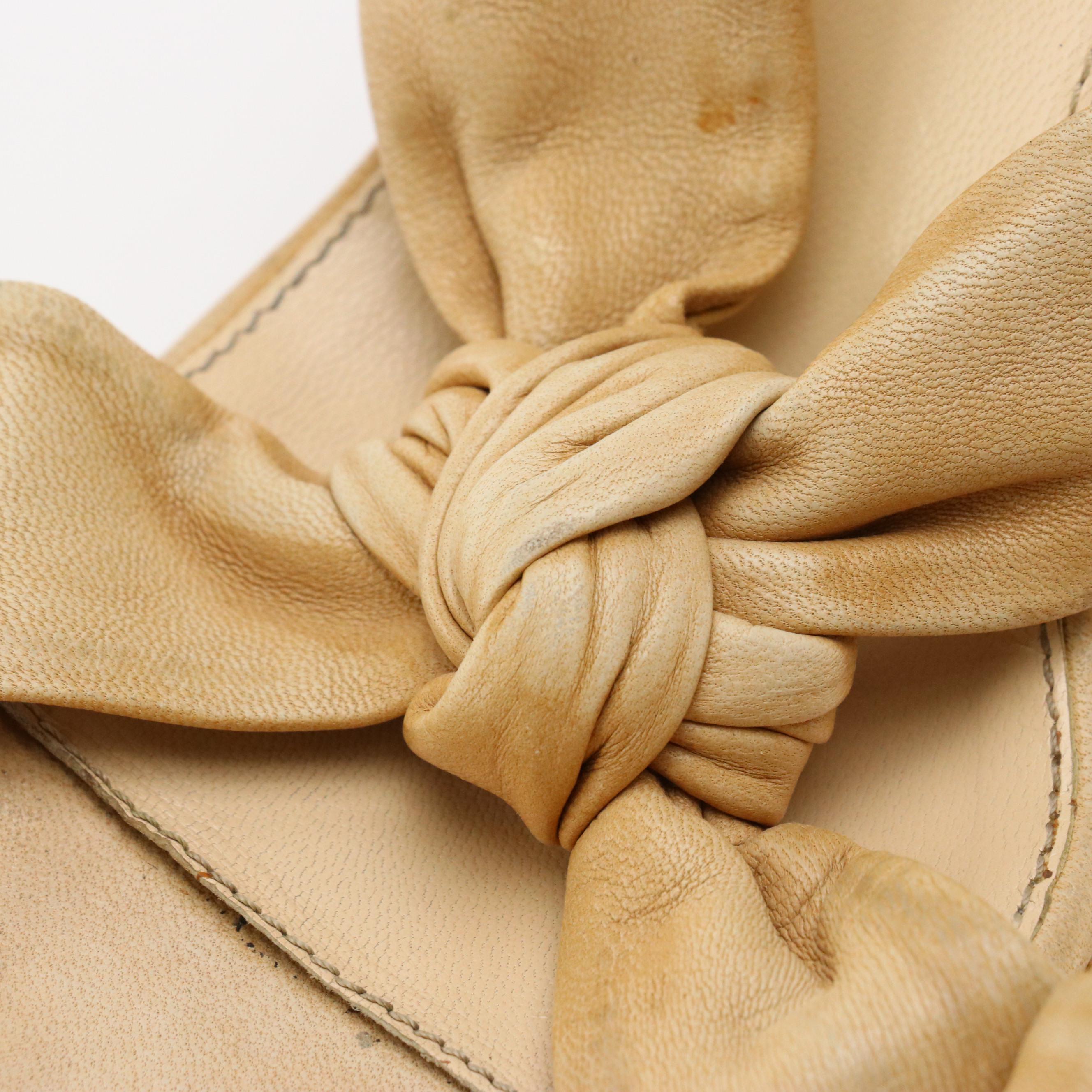 Prada Knotted Strap Platform Sandals in Neutral Leather