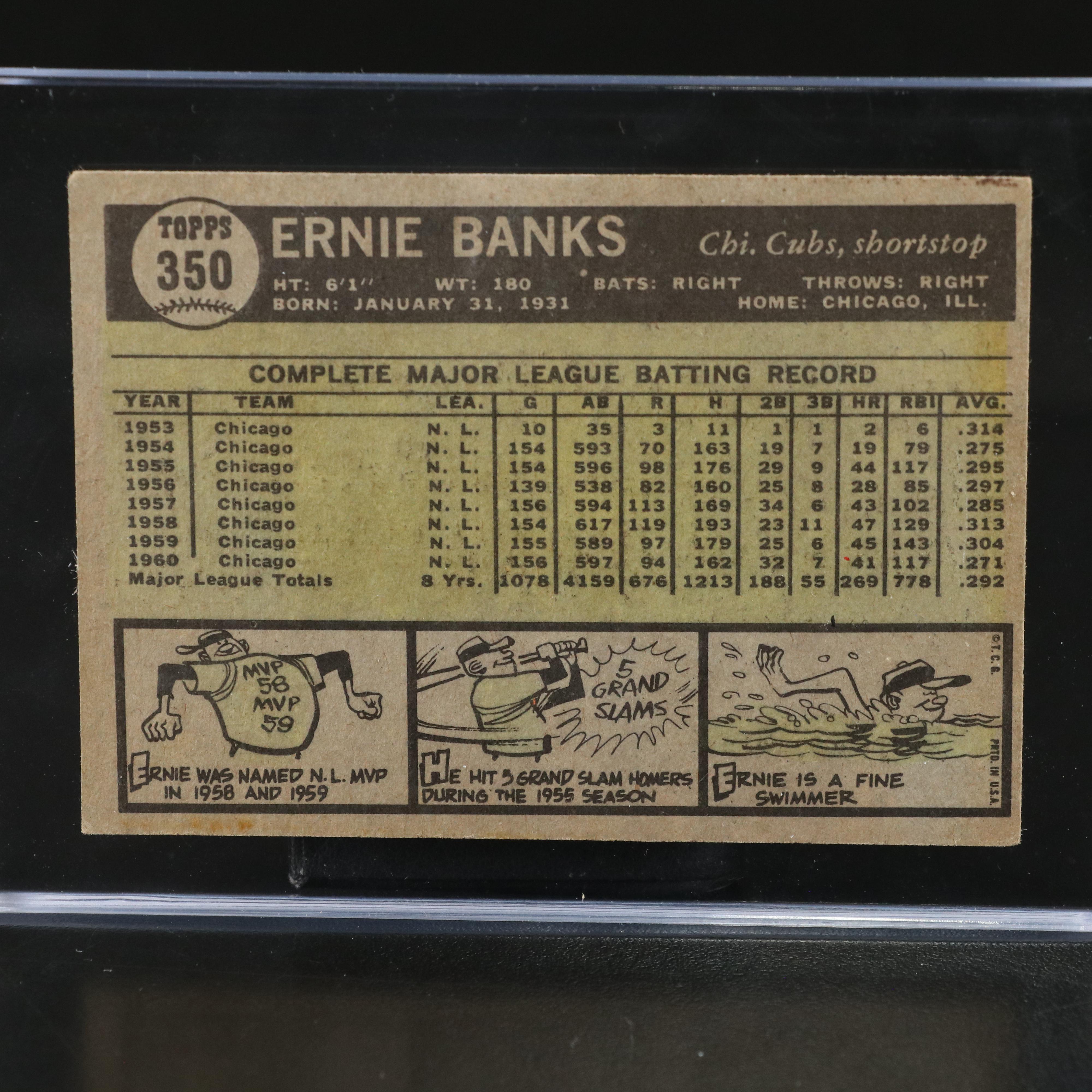 1961 Topps Ernie Banks Chicago Cubs Baseball Card