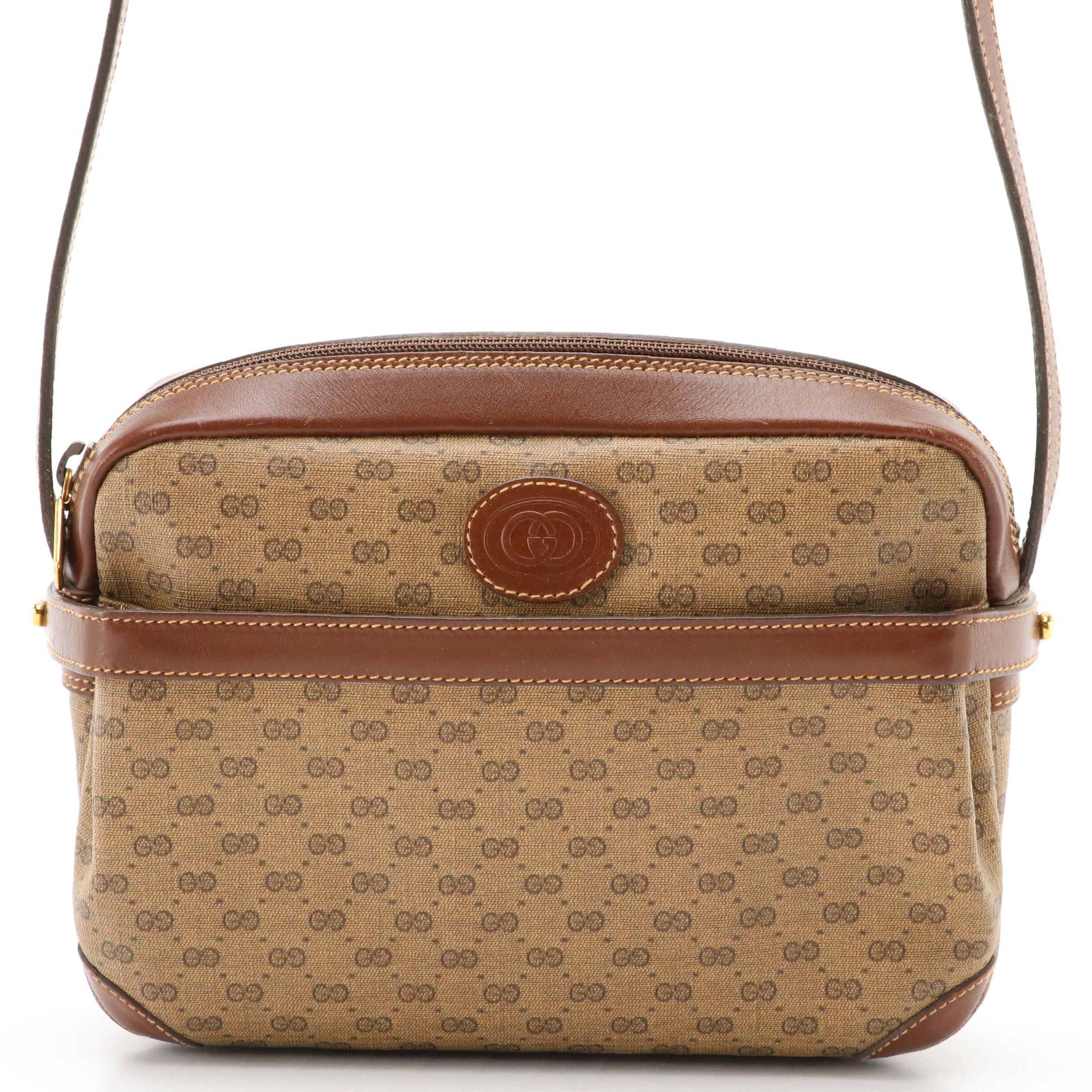 Gucci Micro GG Coated Canvas and Leather Crossbody Bag