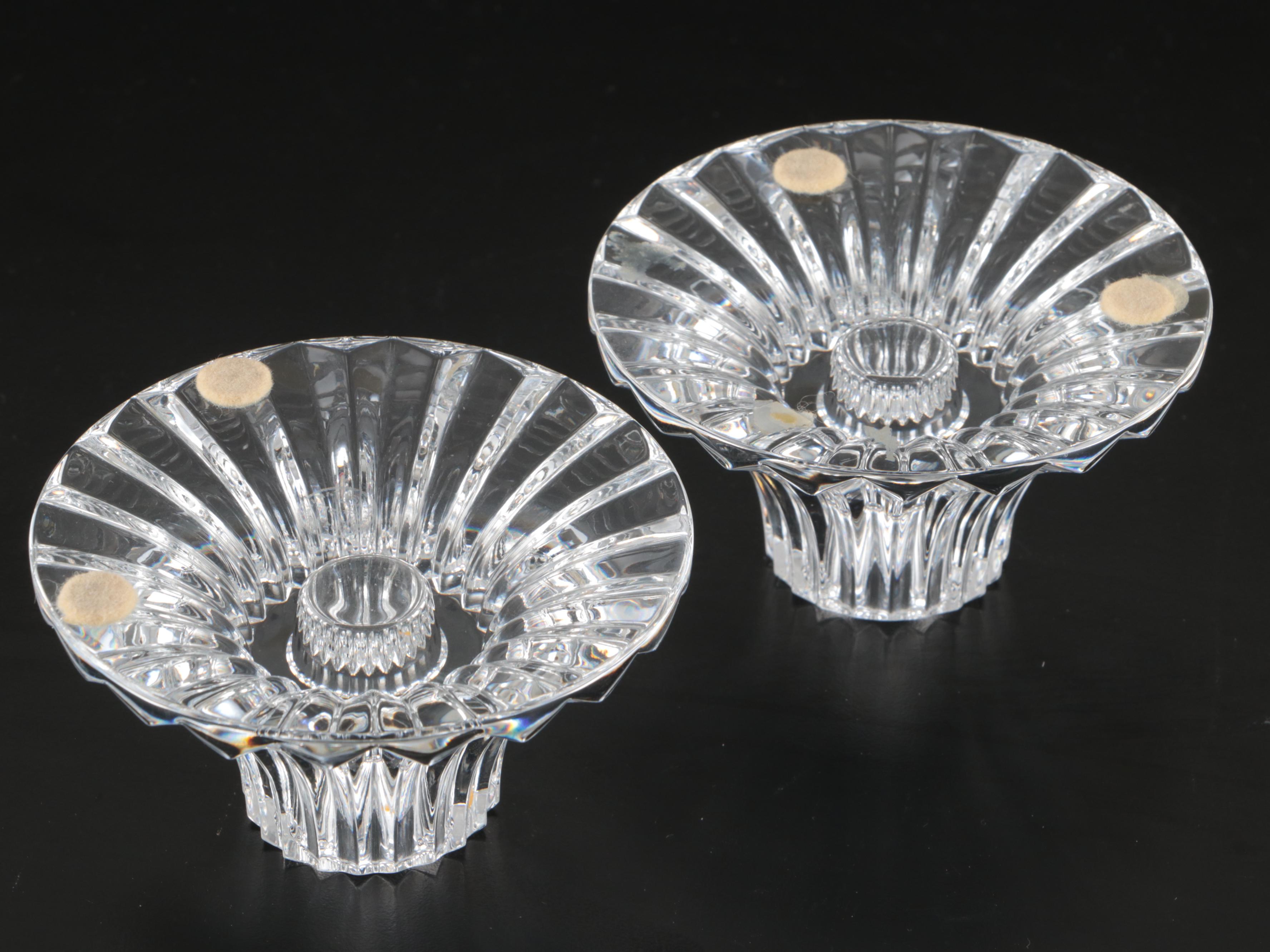 Pair of Baccarat "Massena" Crystal Single Light Candlesticks