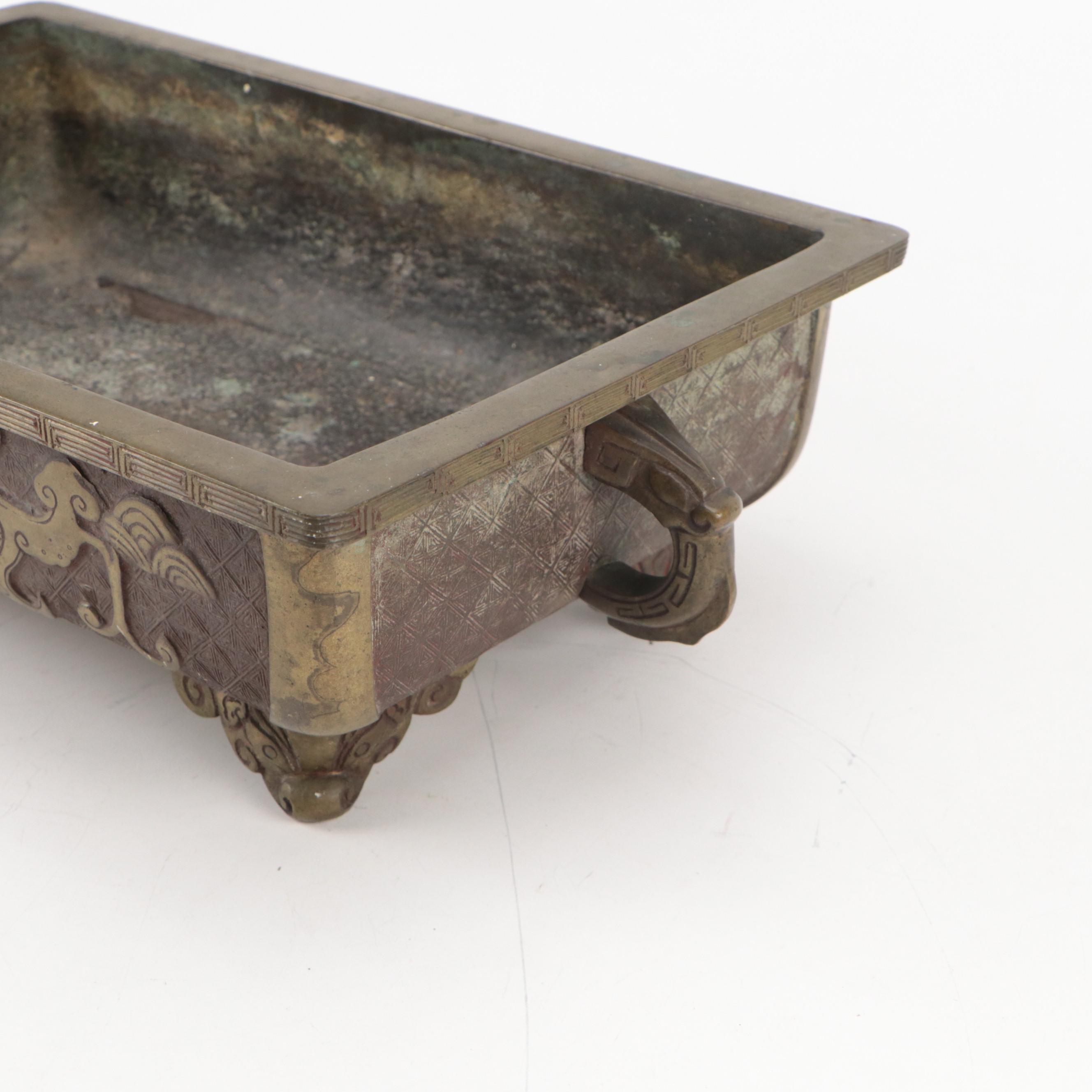 Japanese Bronze Ikebana Suiban Planter