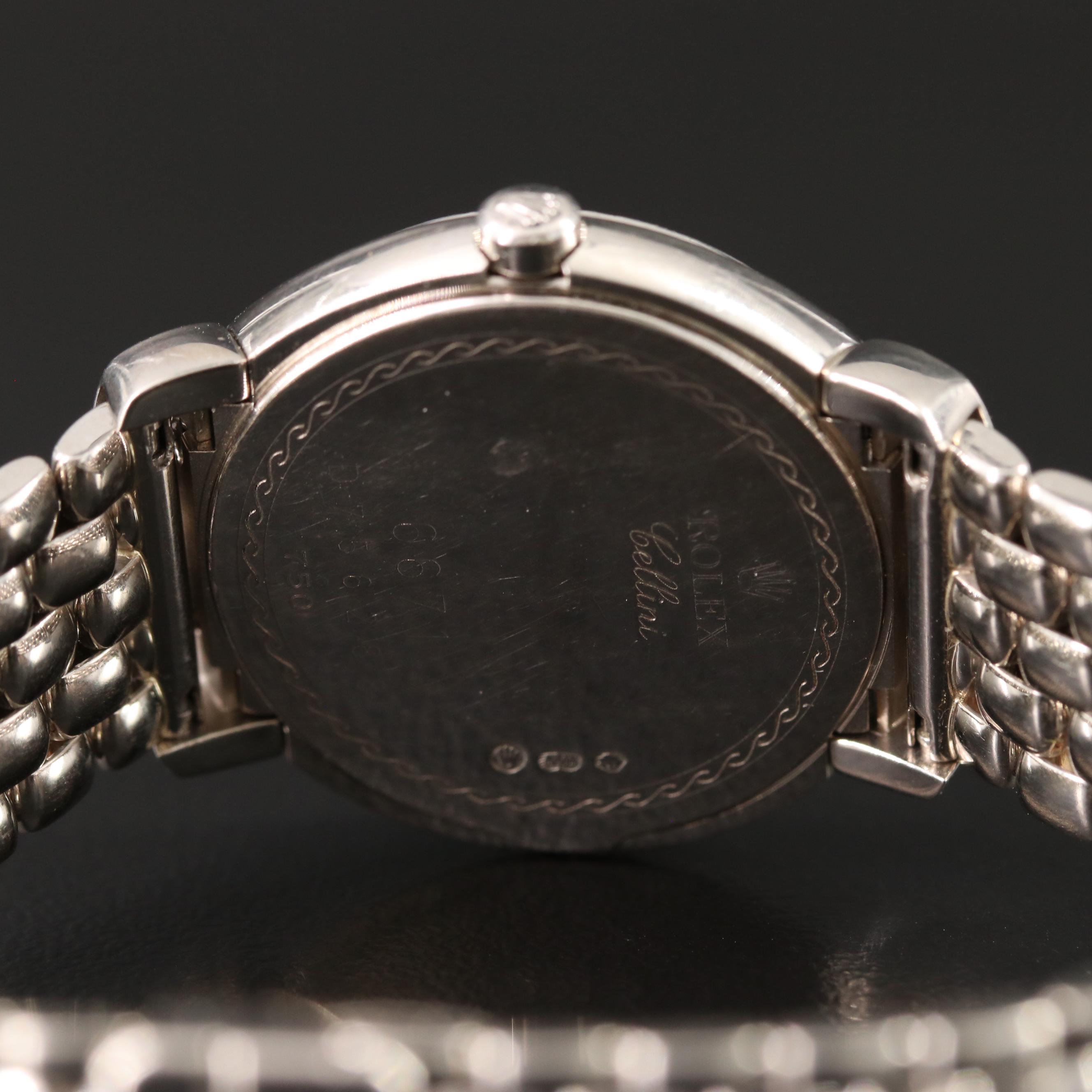 2005 18K Rolex Cellini Cellissma Factory Diamond Mother-of-Pearl Dial Watch