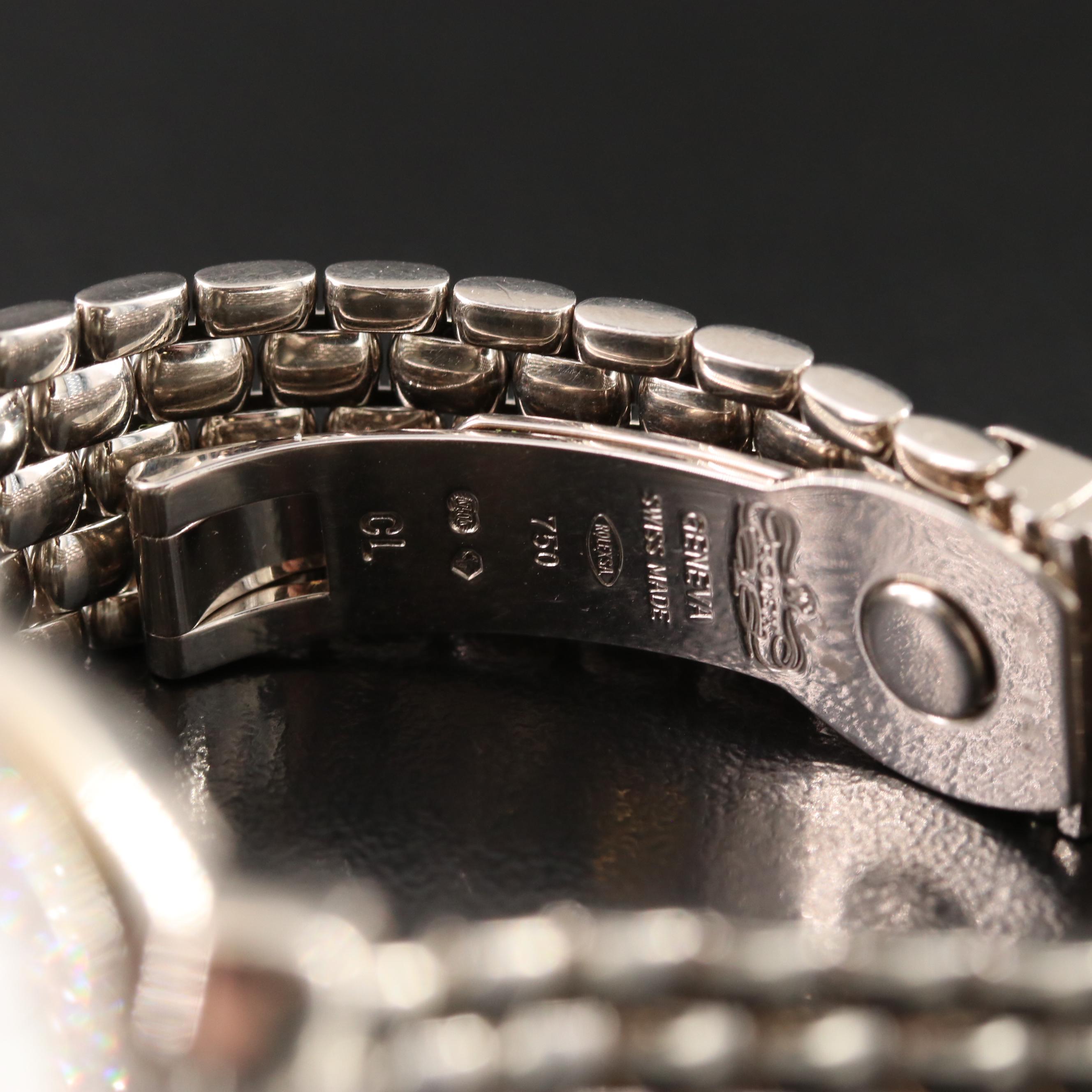 2005 18K Rolex Cellini Cellissma Factory Diamond Mother-of-Pearl Dial Watch