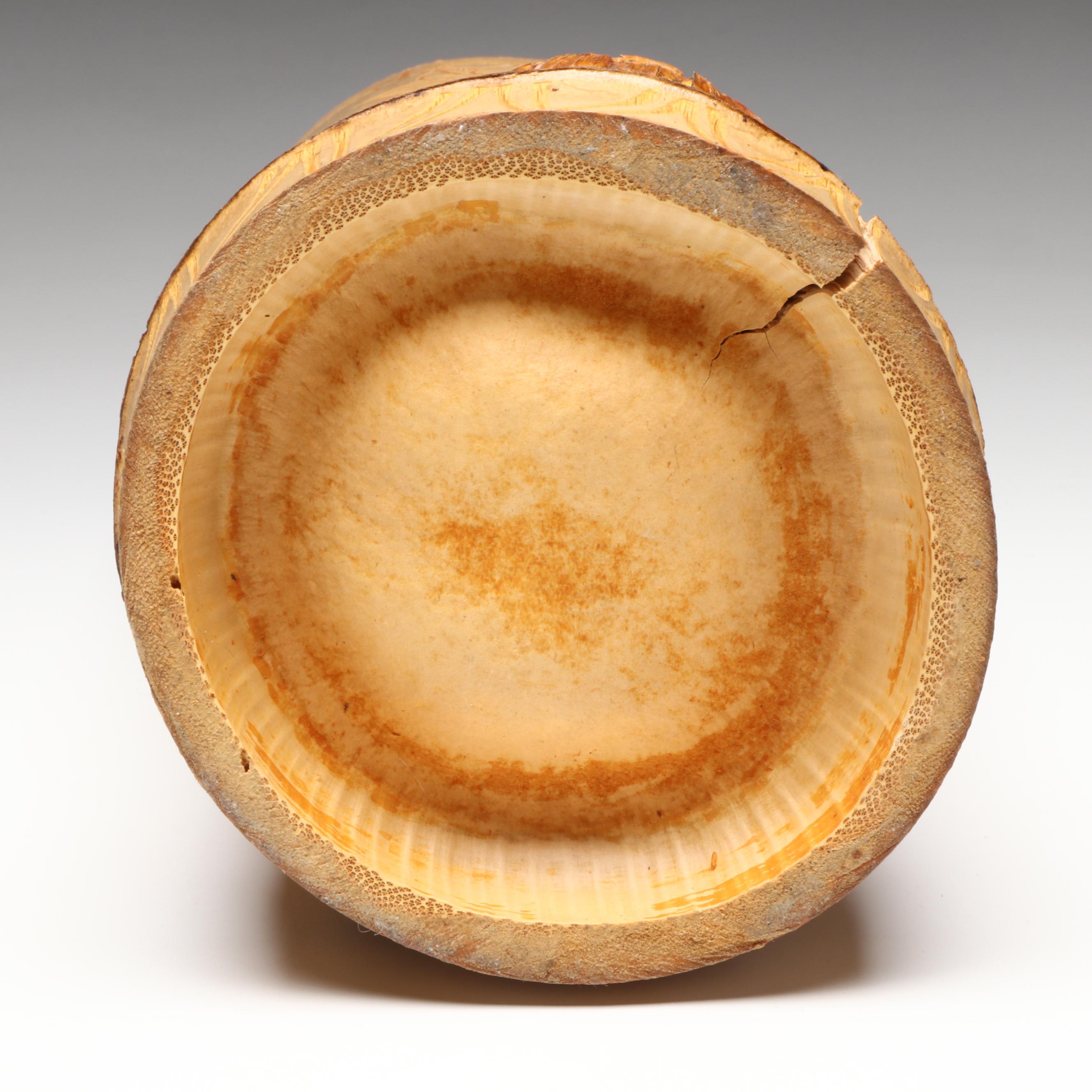 United Features Syndicate Music Box, Carved Wooden Vase and Glass Dish