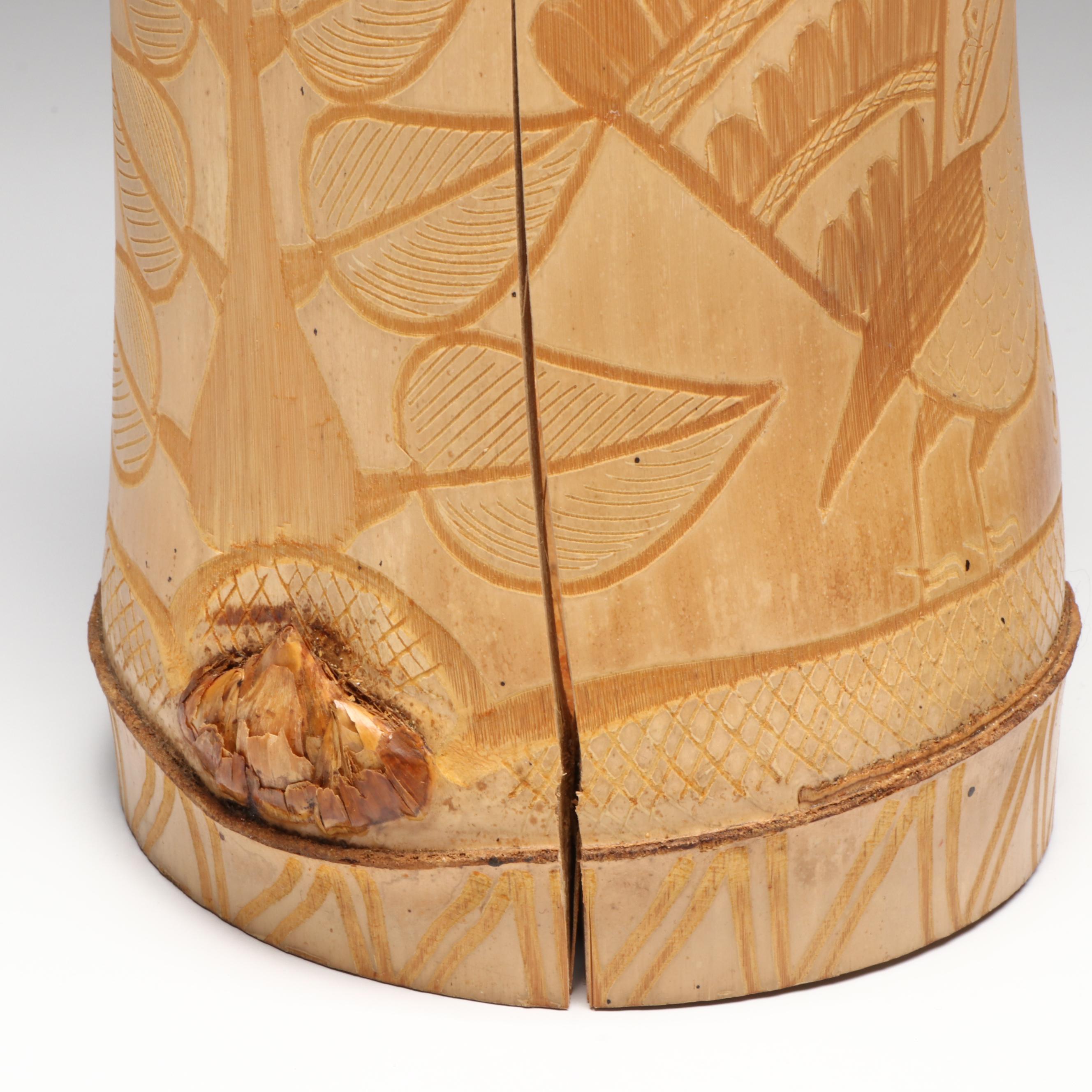 United Features Syndicate Music Box, Carved Wooden Vase and Glass Dish