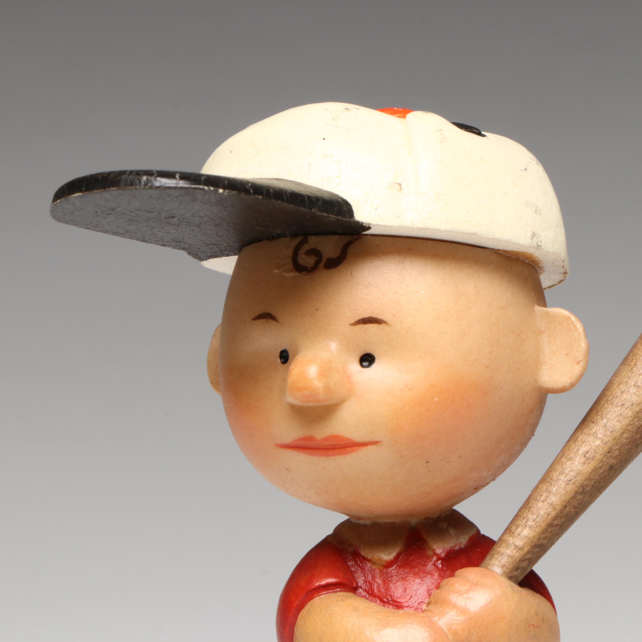 United Features Syndicate Music Box, Carved Wooden Vase and Glass Dish