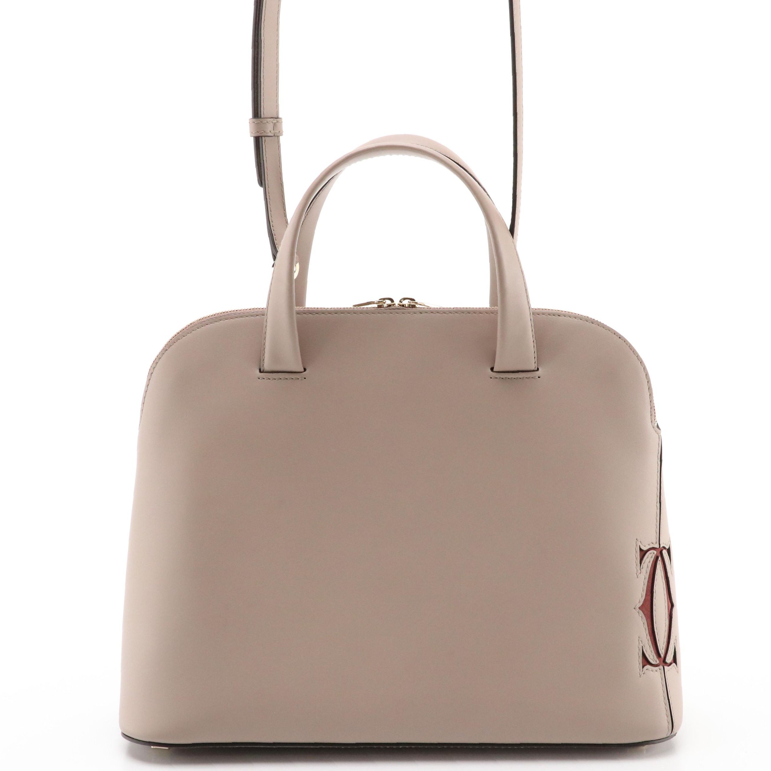 Cartier Two-Way Bag in Neutral Calfskin Leather with Laser Cut Logo