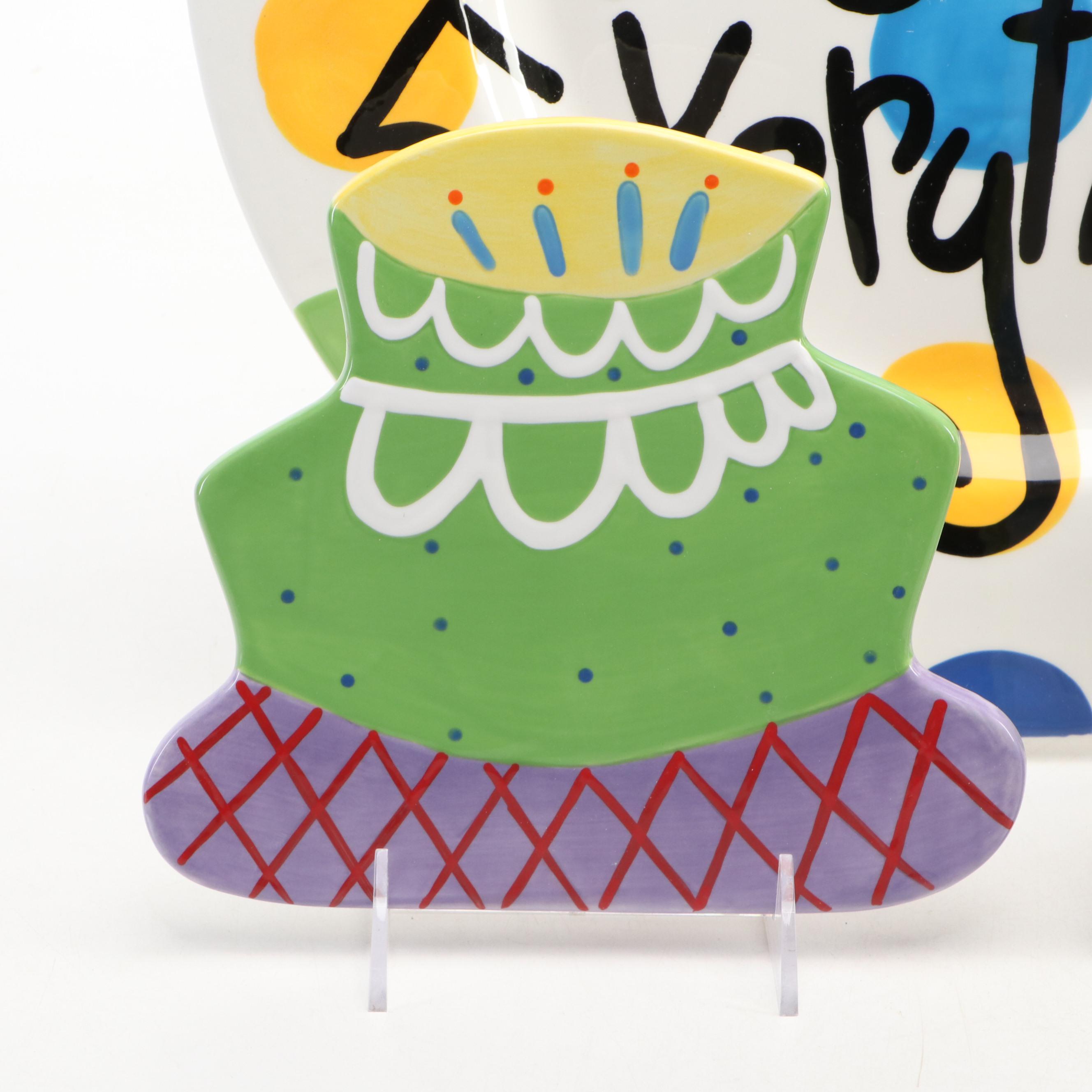 Coton Colors "Happy Everything" Platter with Trivet, Easter Box and Book